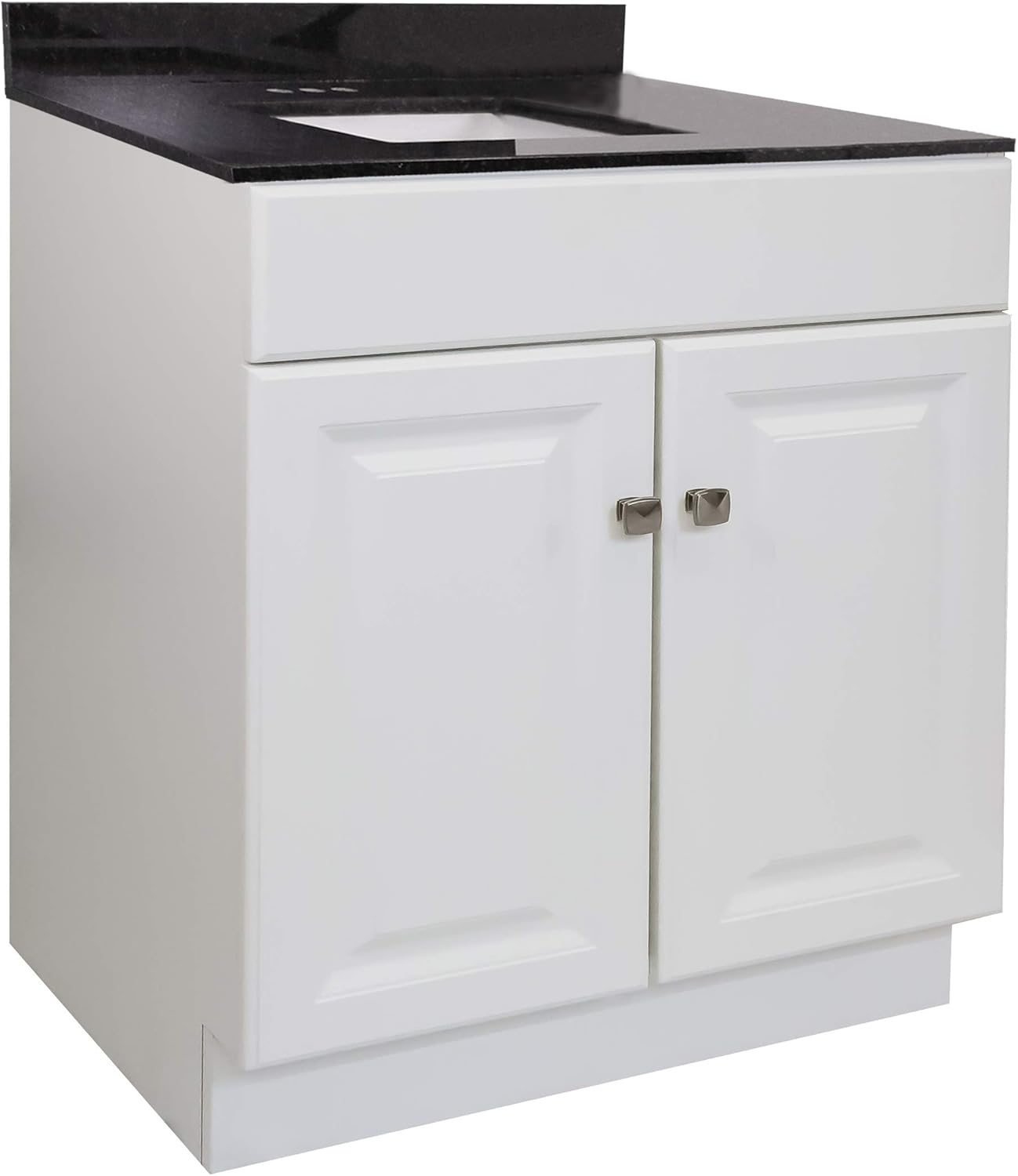 Design House 590919 Wyndham 2-Door 31x22 White with Vanity Top, Unassembled, 22" Depth, Black Pearl, 2 Piece