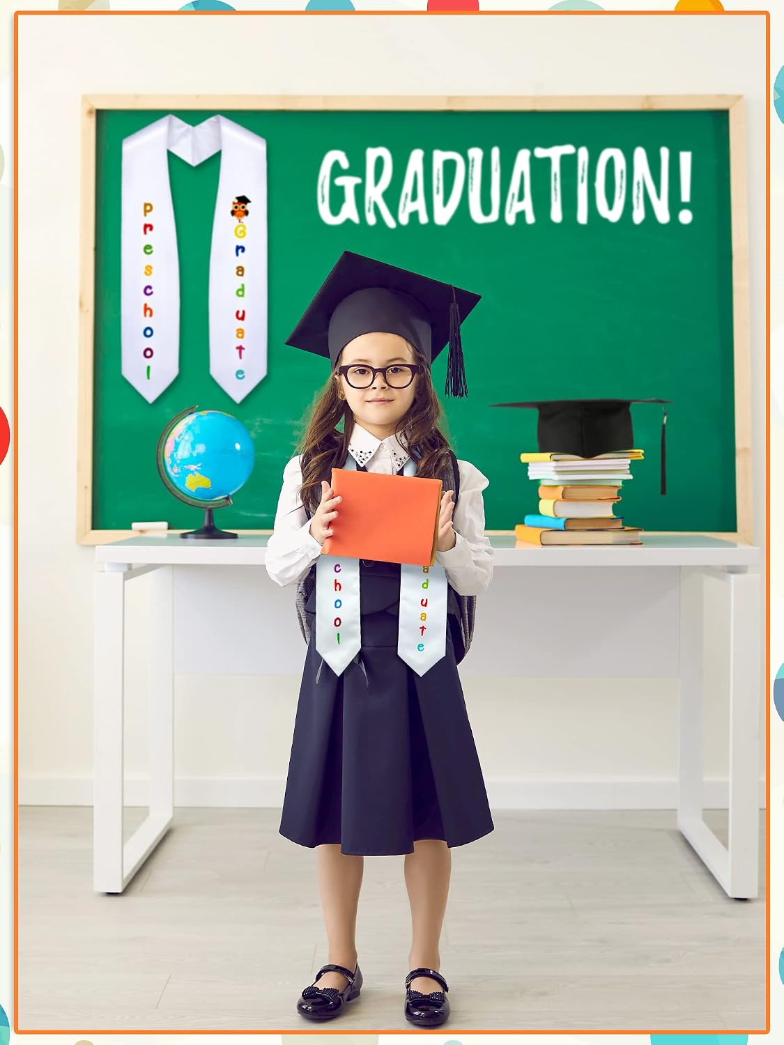 Geyoga 4 Pieces Kids Graduation Stole Unisex Printed Kindergarten Preschool Stole for Decorations (Vivid Pattern)