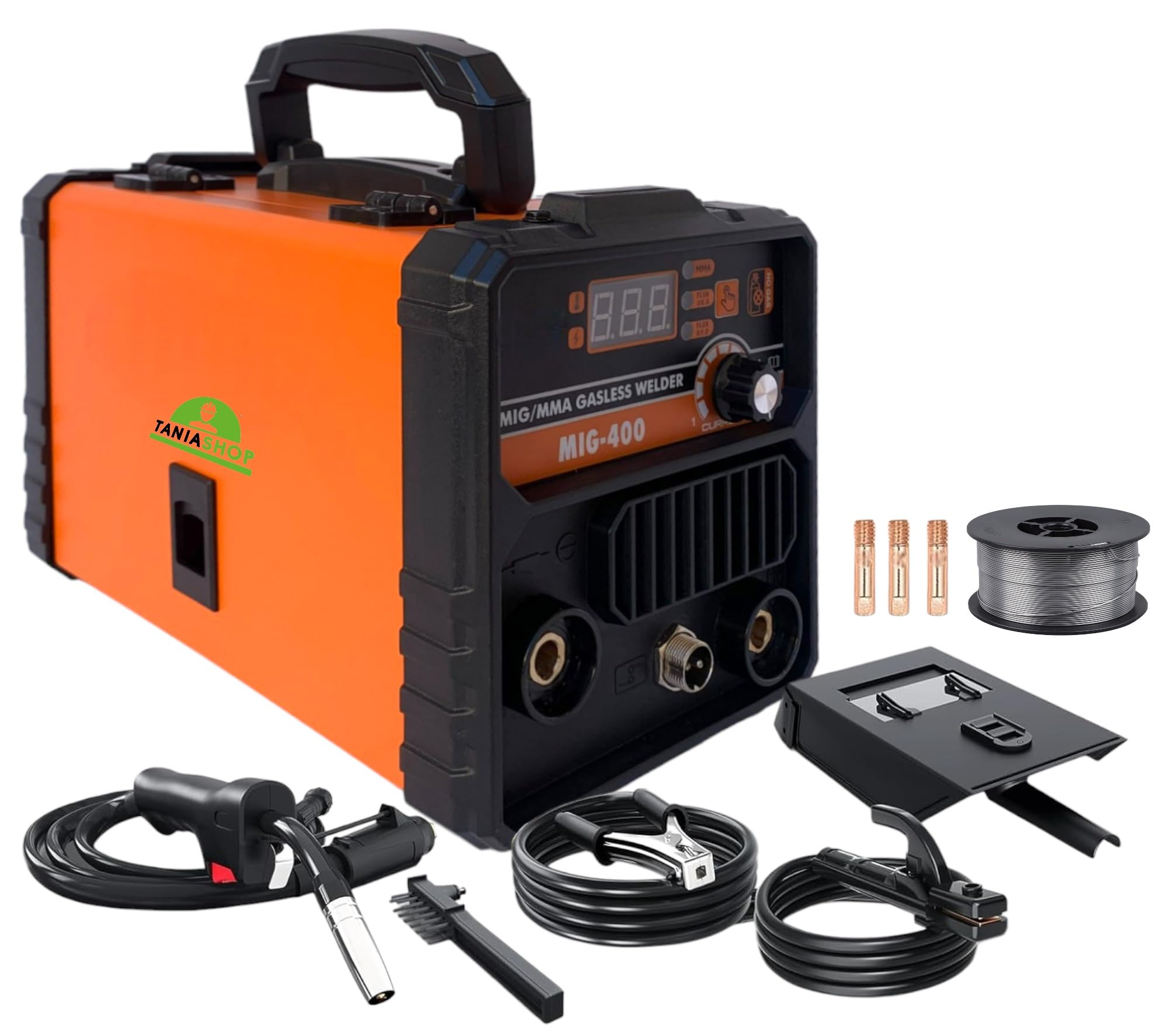 Saldatrice Multifunzione Filo Continuo MIG No GAS + MMA Elettrodo 600 Ampere per Fabbro Display Digitale Portatile Saldatura MIG MMA IGBT inverter include Maschera, Torcia e Bobina di Filo Animato