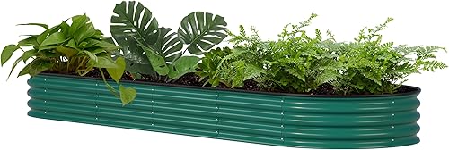 Miniatura 12 de VEIKOU Cama de jardín elevada de 8 x 2 x 1.4 pies, cama de jardín elevada galvanizada, maceta modular elevada para exteriores, para verduras, cama