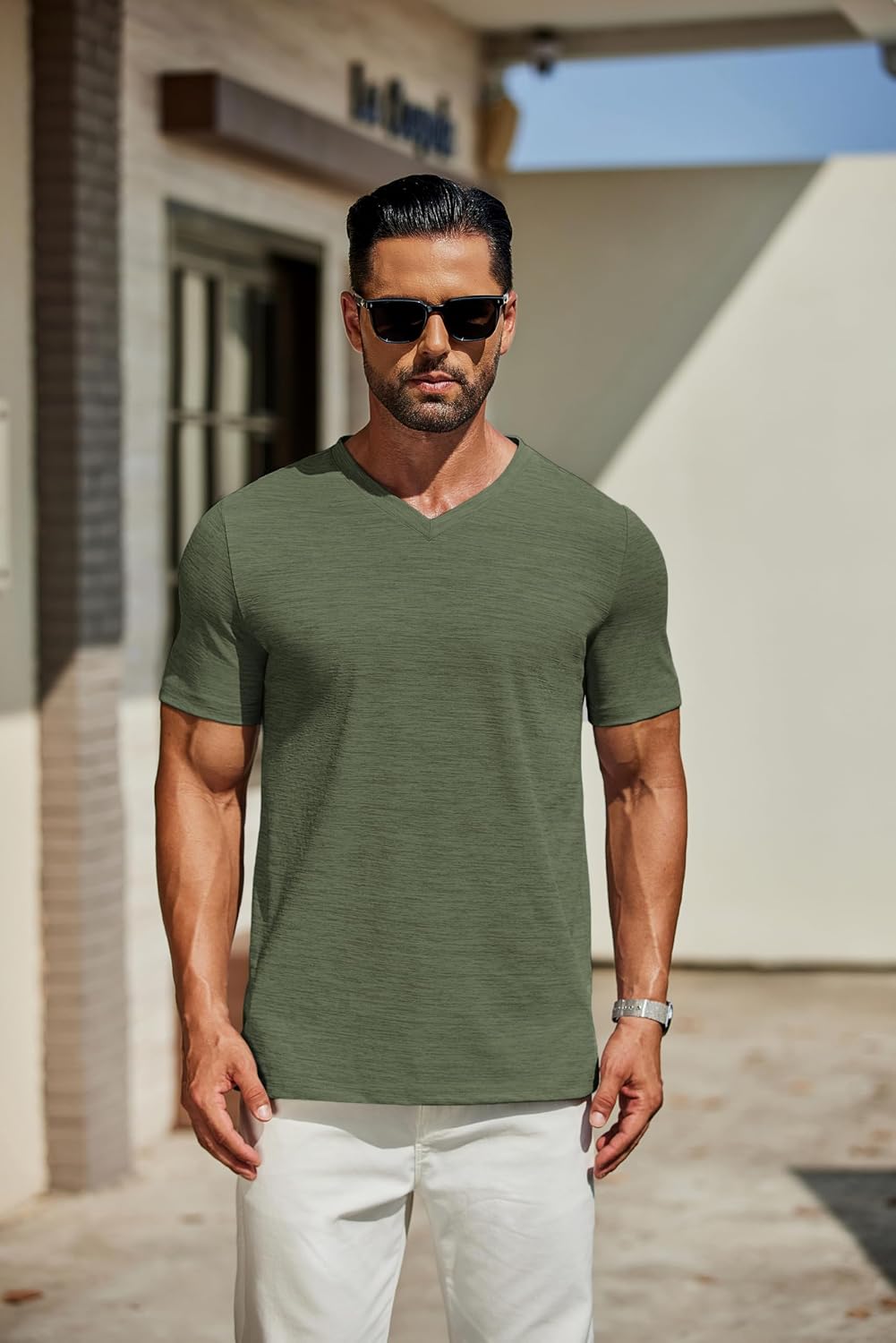 COOFANDY Men's T Shirts Short Sleeve Classic V Neck Casual Summer Basic Tee image 2