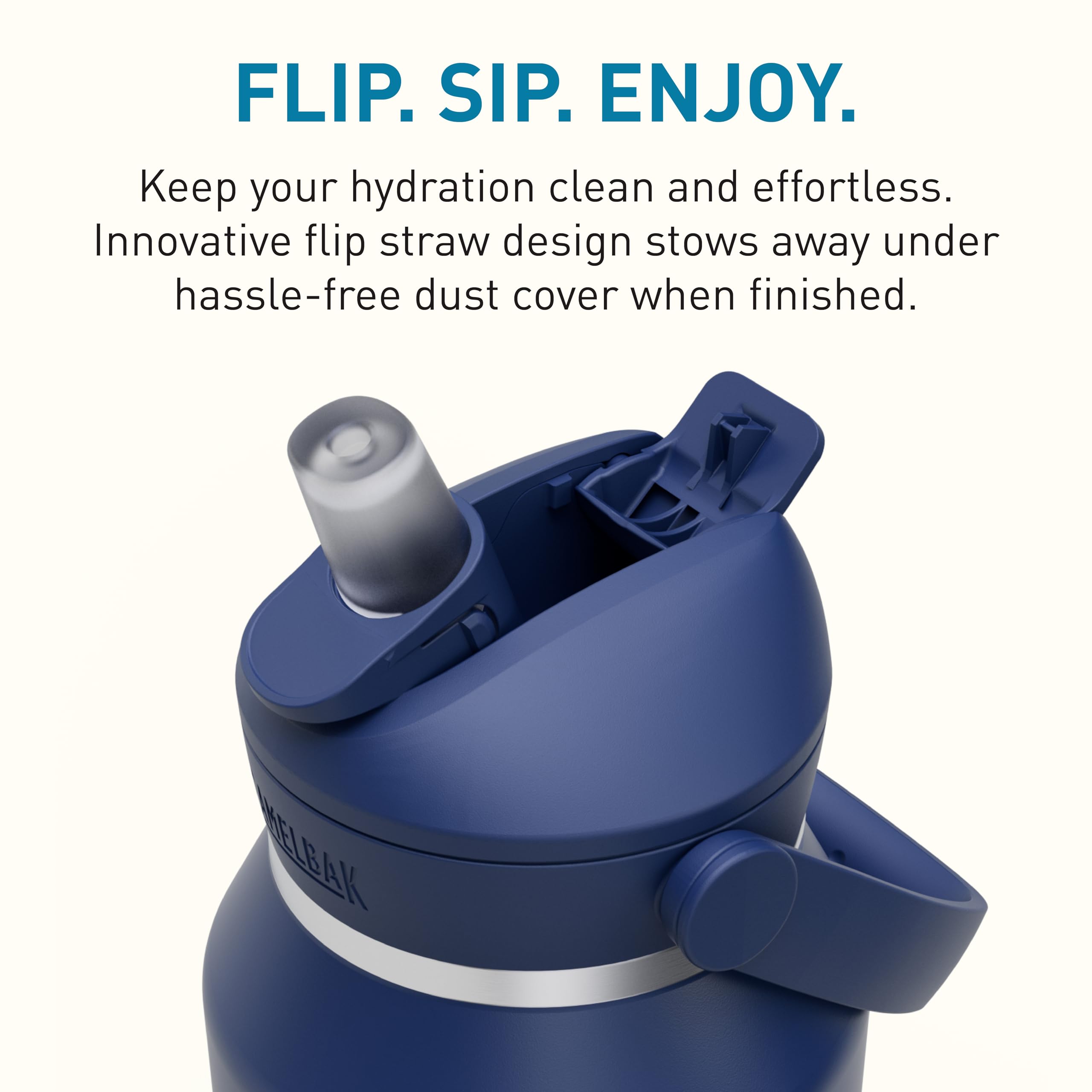CAMELBAK Thrive Flip Straw VSS 1,2L Navy, 3089401012 | Sauberes und einfaches Trinken unterwegs, sichere auslaufsichere Leistung, kalte Getränke ohne Kondensation