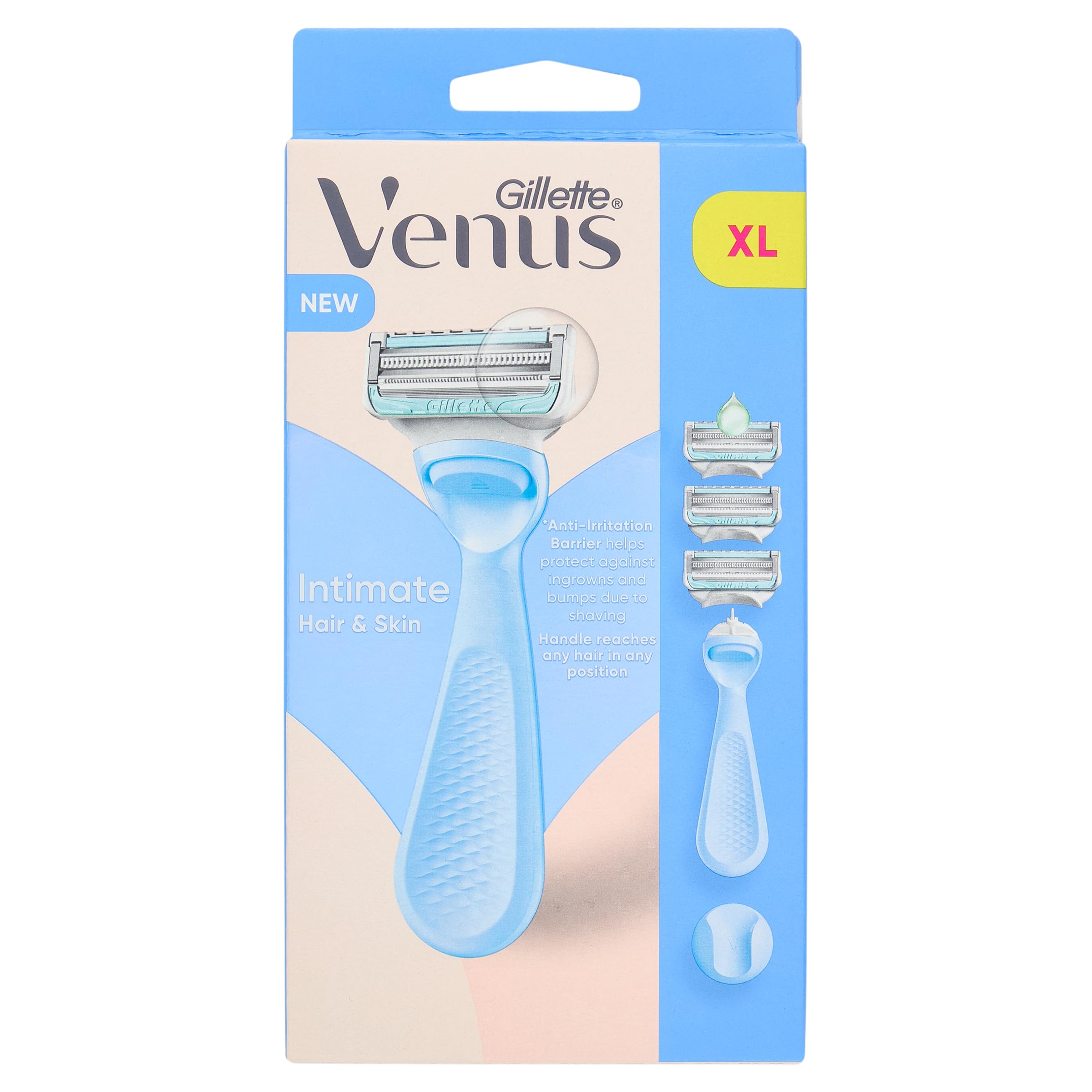 Gillette Venus Intimate Women's Razor - Wet Shaver for Intimate Areas with a Touch of Aloe Vera - Includes 3 Replacement Blades, Handpiece and Shower Holder