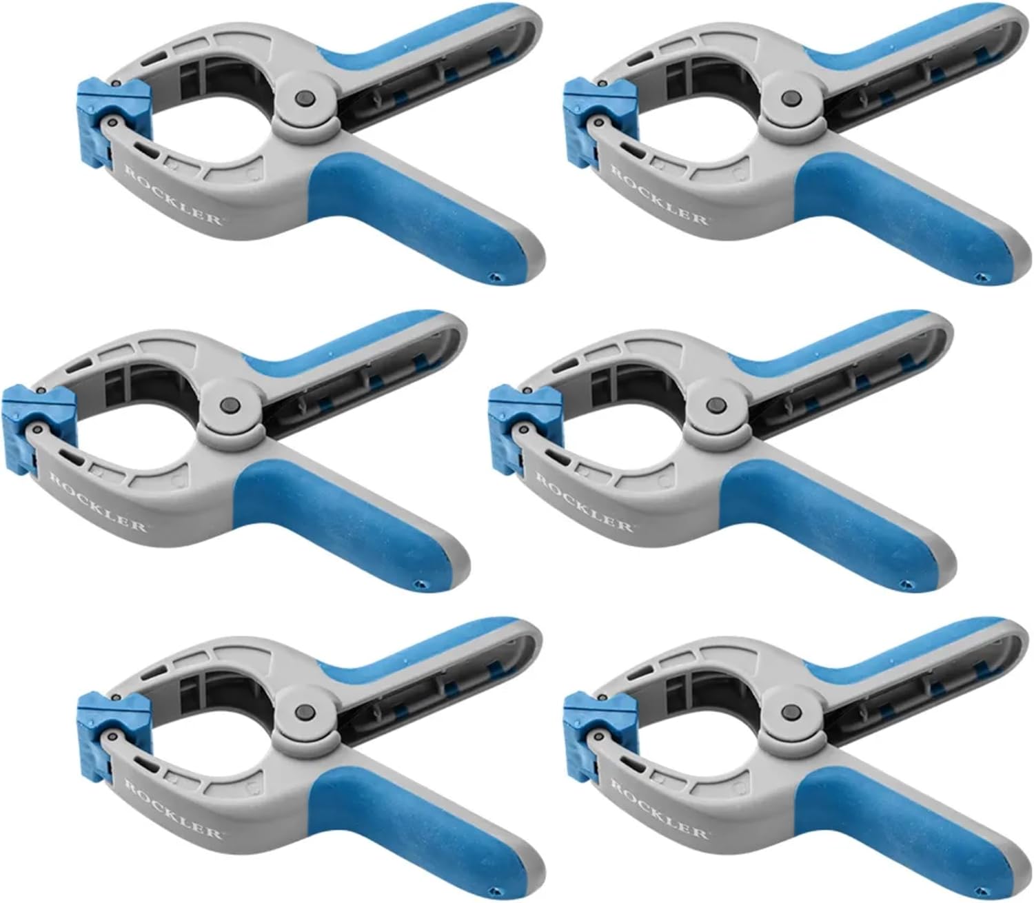 Small Spring Clamps (Pack of 6) – Lightweight, One-Handed Woodworking Clamps Set – Compact, Secure Quick Grip Clamps w/Nylon, Rubber Overmold – Perfect Woodworking Spring Clamps for Small Workpieces