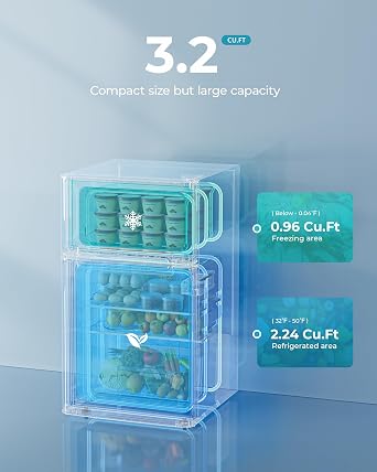 EUHOMY Mini Fridge with Freezer, 3.2 Cu.Ft Mini Refrigerator, Dorm Fridge with 2 Door For Bedroom/Apartment/Office-Food Storage Cooling Drink, Black