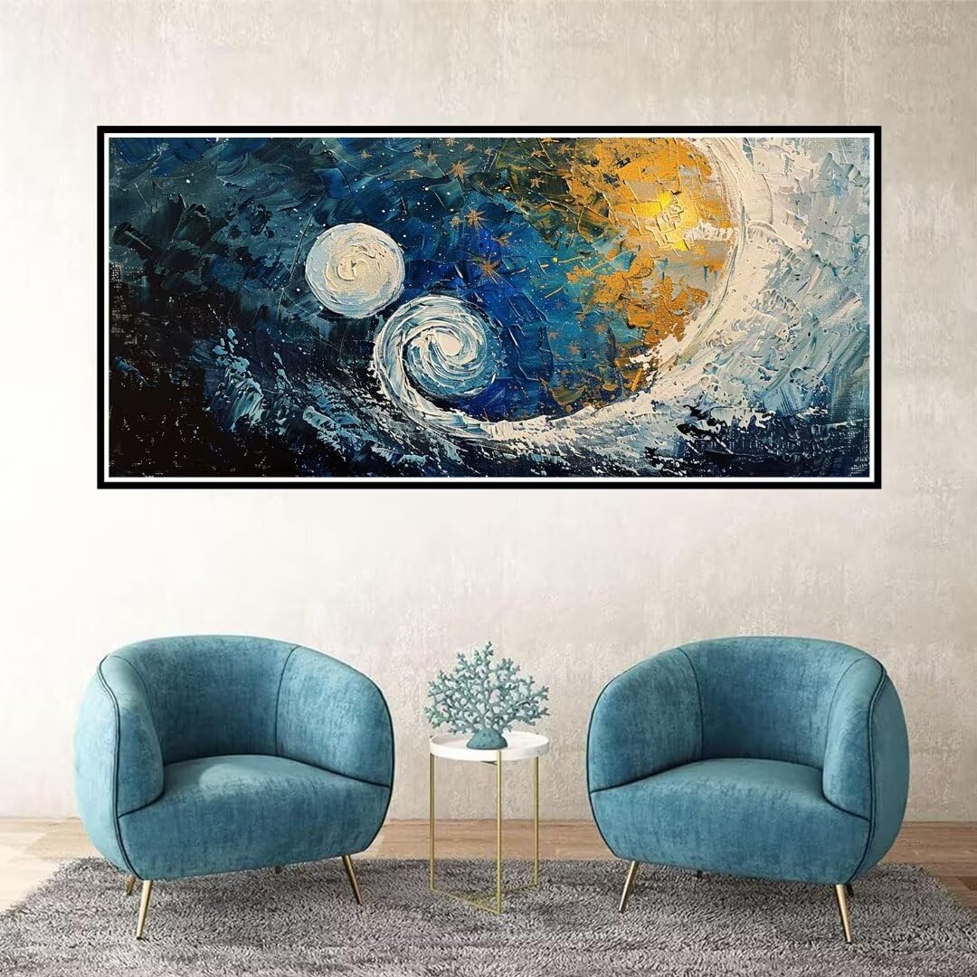 2 Pezzi notte stellata Pittura Diamante, 5D Diamond Painting astratto, 40x90cm Diamond Painting Grandi Dimensioni, Strass Ricamo a Punto Croce Kit Diamond Painting per Decorazioni Natalizie Casa A-2