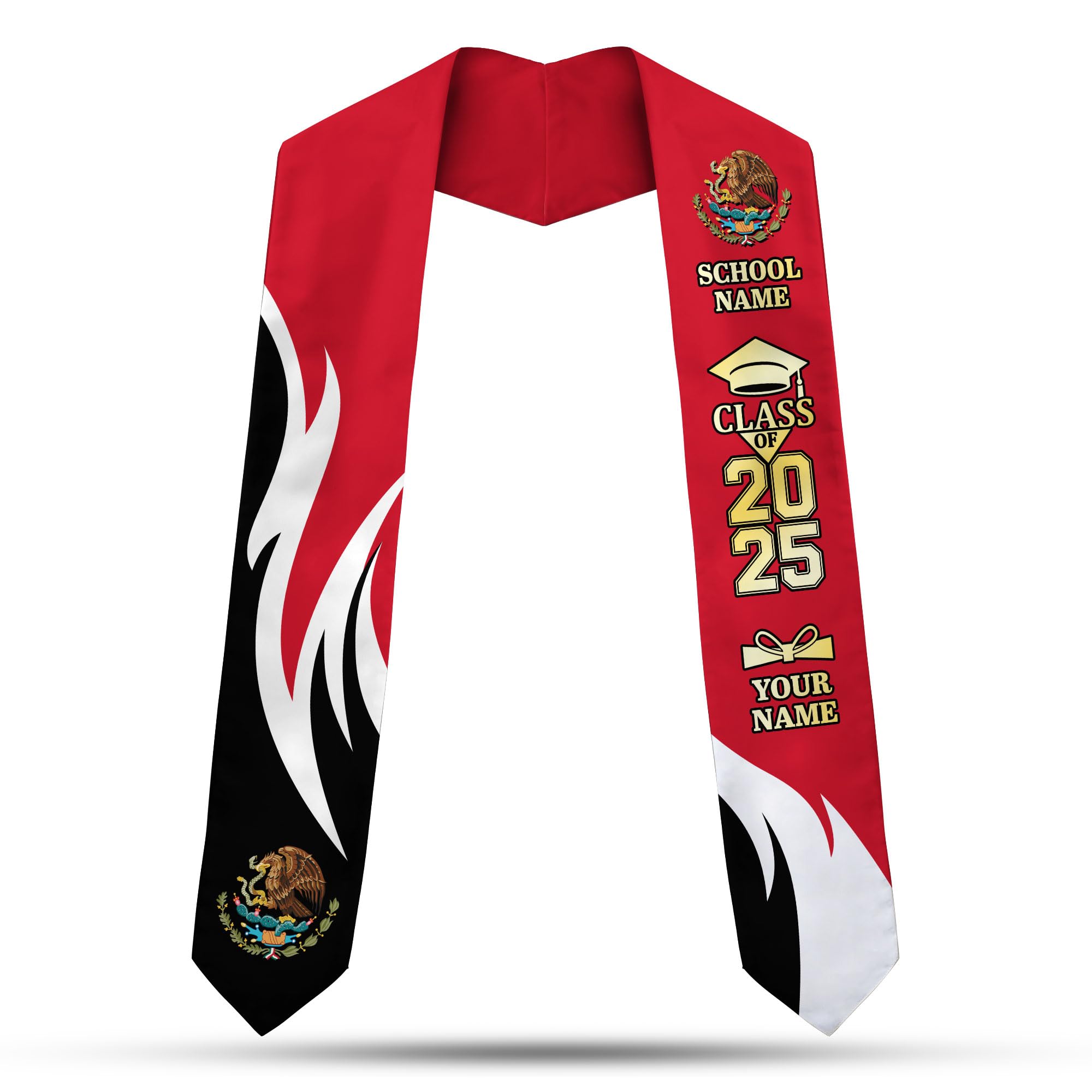 MonkeyVan Custom Mexican Graduation Sash Mexico Graduation Stole 2025 Mexican American Flag Graduation Sash Mexican Graduation M30