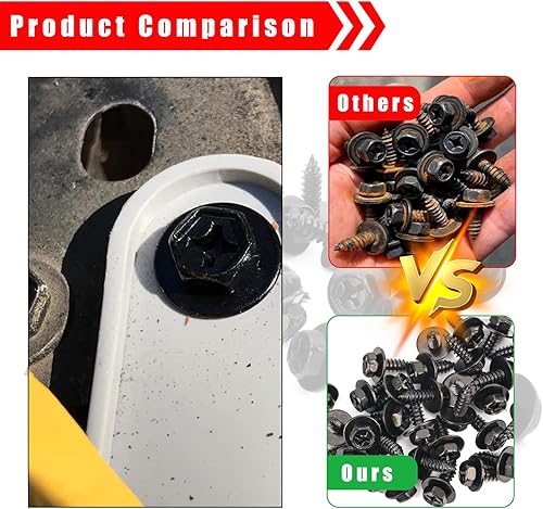 Miniatura 5 de Dickno 10 tornillos para guardabarros de automóvil, pernos de tornillo para parachoques automotrices 90159-60498 compatibles con Tacoma, Tundra,