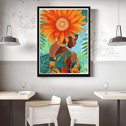Miniatura 4 de VAIIEYO Pintura acrílica por números para adultos, mujeres africanas, afroamericanas, kit de pintura al óleo, lienzo, cuadros de dibujo con pinceles