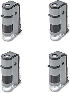Carson MicroFlip 100x-250x Taschenmikroskop mit Smartphone-Adapter für Fotos und Videos - 4er Set (MP-250MU)