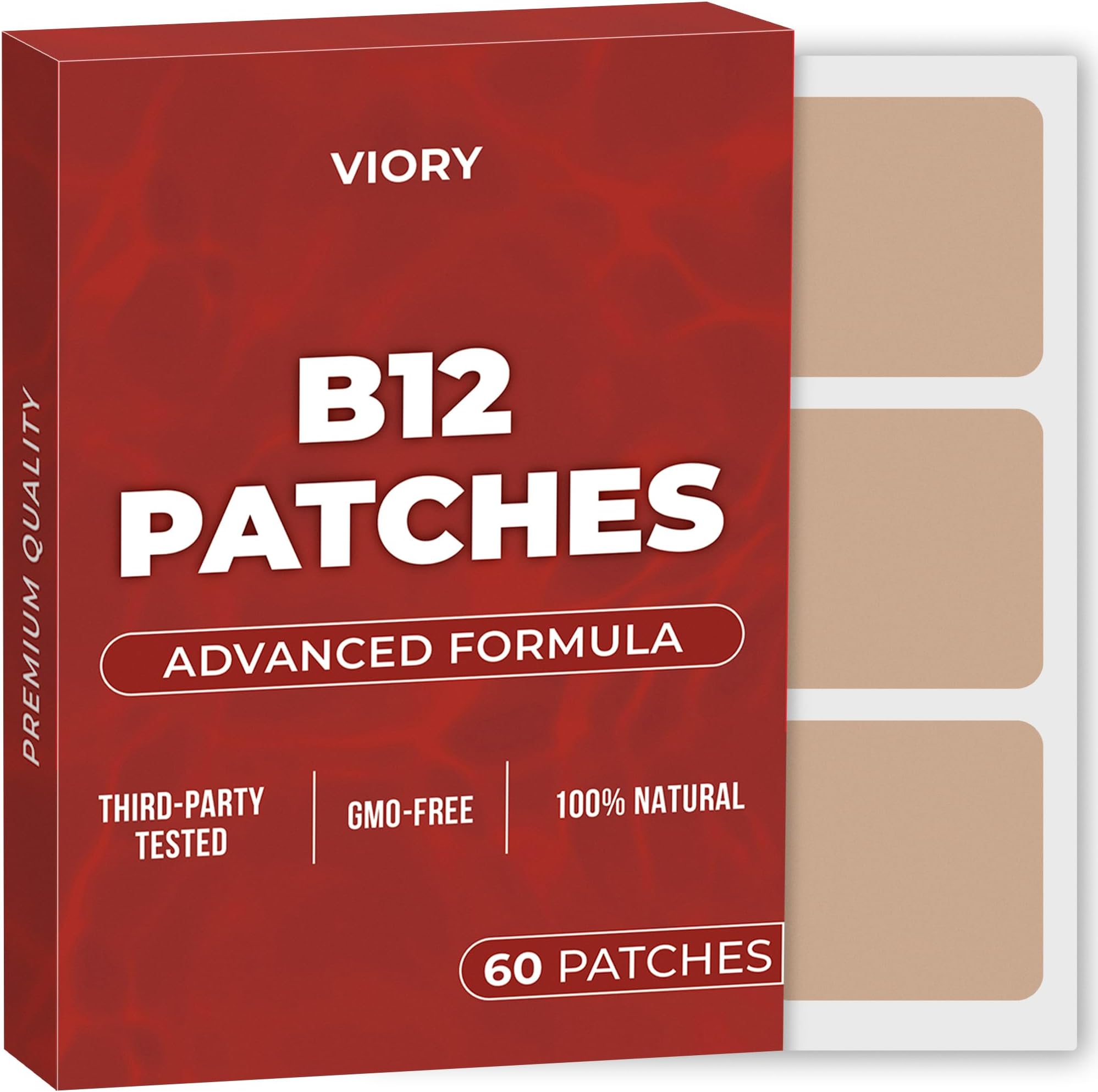 VIORY B12 Patches (Pack of 60) - 100% Natural Patch for Women and Men - Firming, Energy, Focus & Body Support - Enhanced Formula