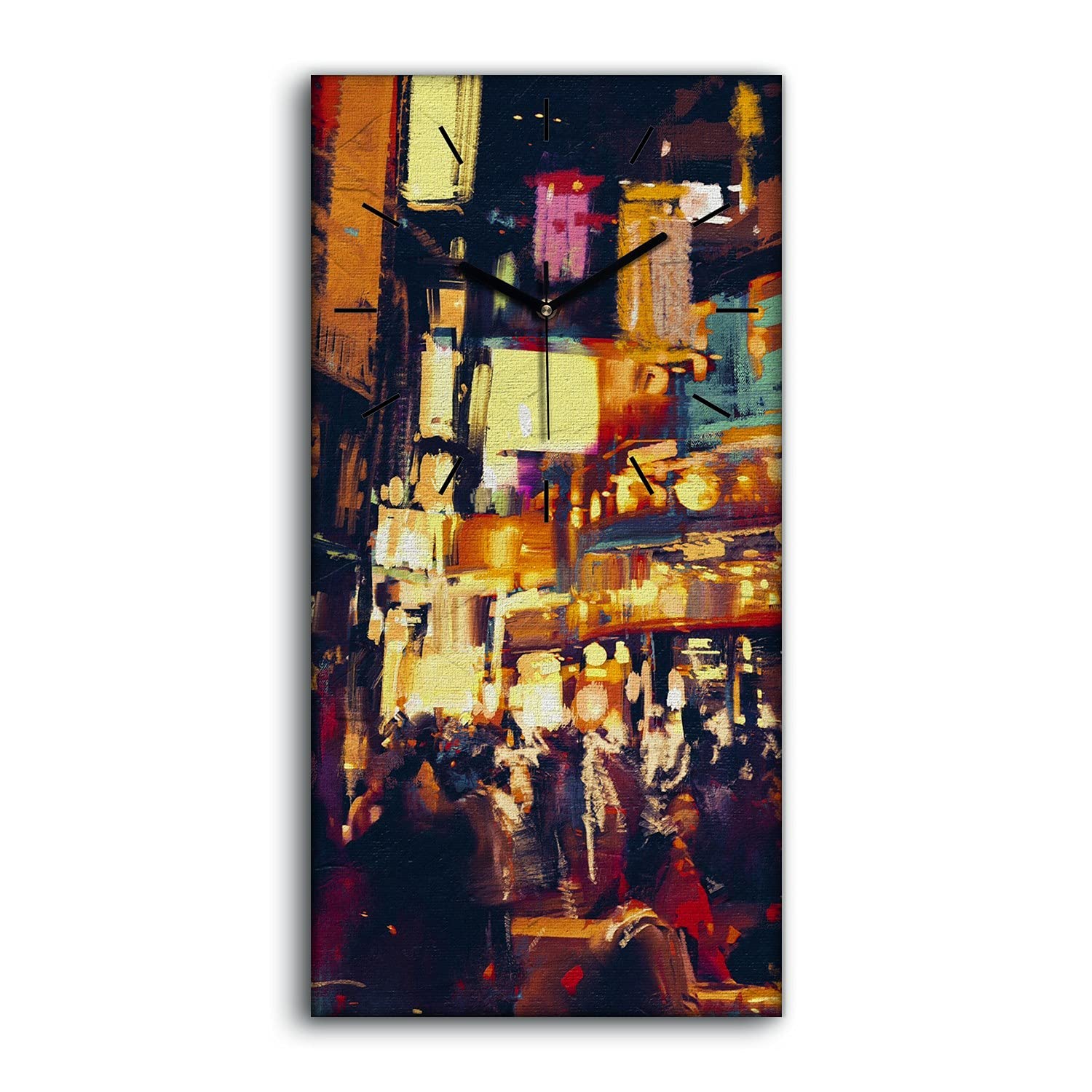 Horloge sur Toile Décoration Salon Moderne City Night Lights Art