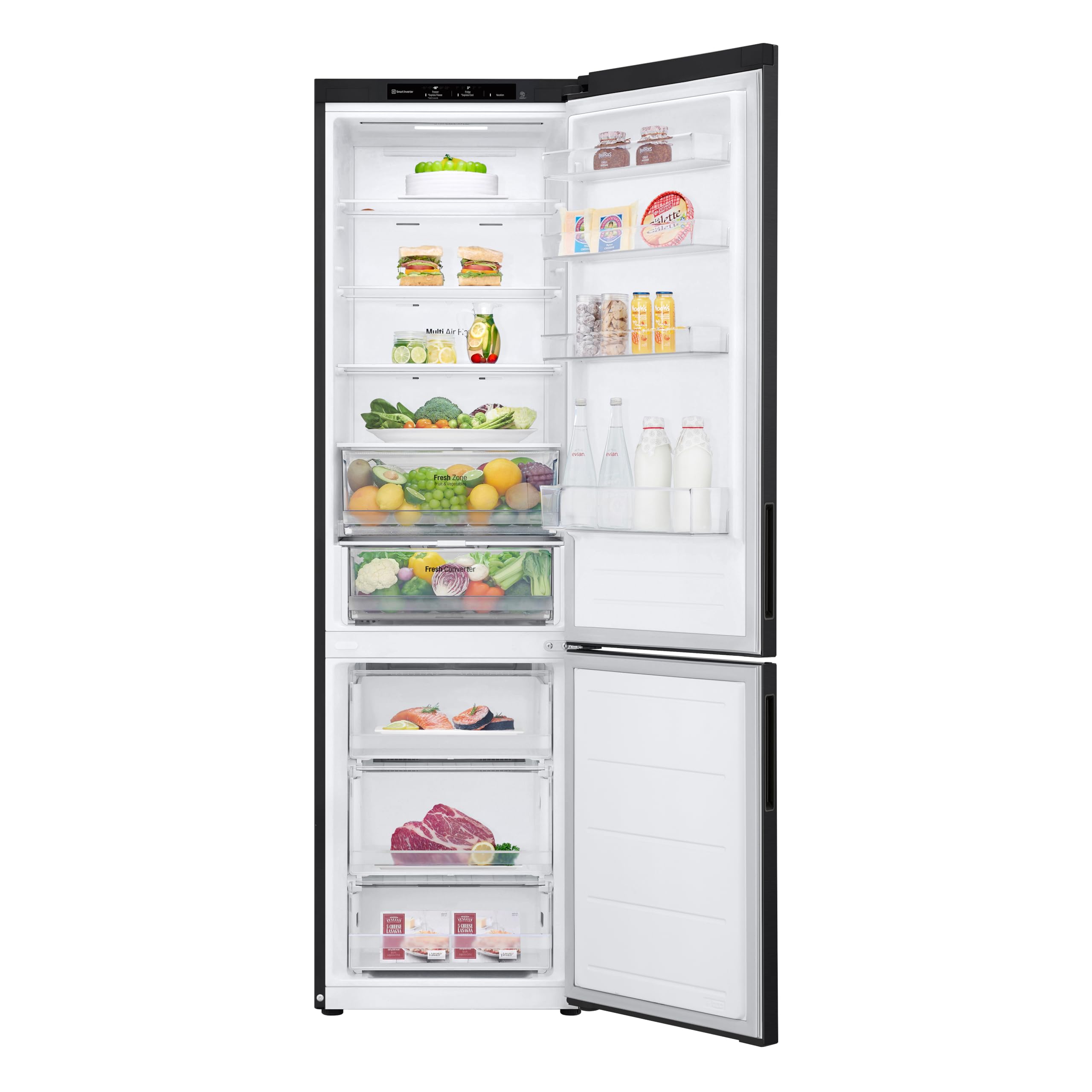 LG GBV22NCCEP Réfrigérateur-congélateur - Smart Inverter Compressor, Total No Frost, design moderne Flat Door, noir mat métallisé, efficacité énergétique C