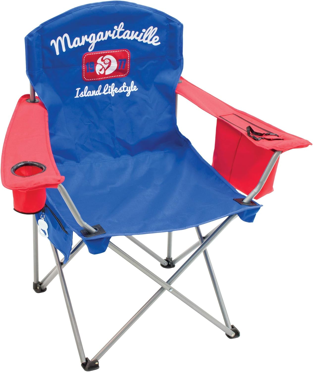 Margaritaville Outdoor Quad Folding Chair Island Lifestyle 1977 Blue/Red, 21.5
