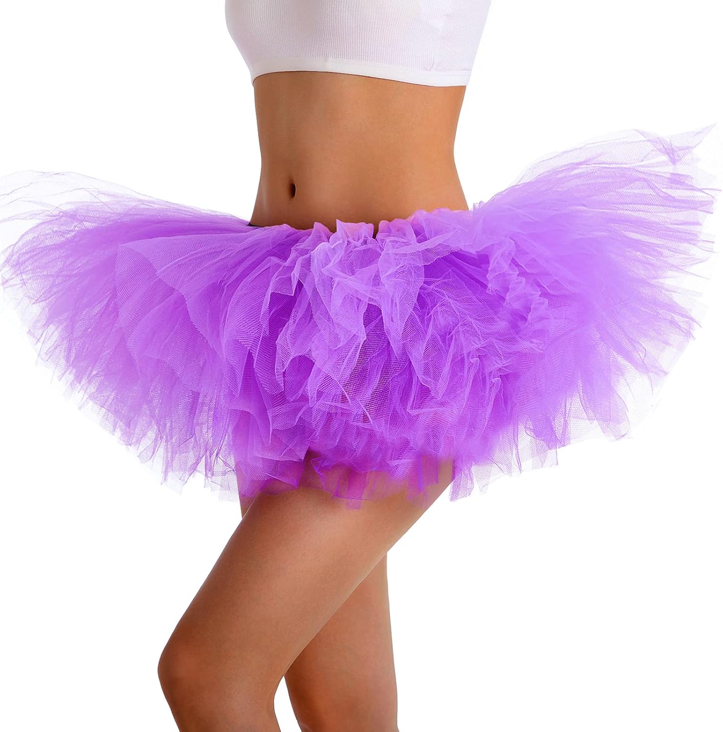 Phantomon Tutu Skirt Women's Teens Elastic 5 Layered Tulle Skirts Ultra Fluffy