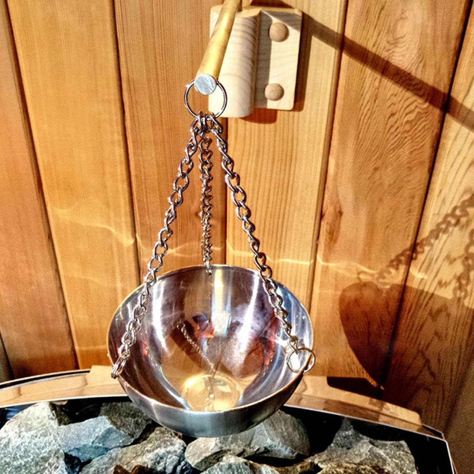 Accessori per la Stanza della Sauna della Ciotola Dell'olio Essenziale della Tazza Dell' della Sauna Dell'acciaio Inossidabile con il Braccio Oscillante per la Stanza della Sauna
