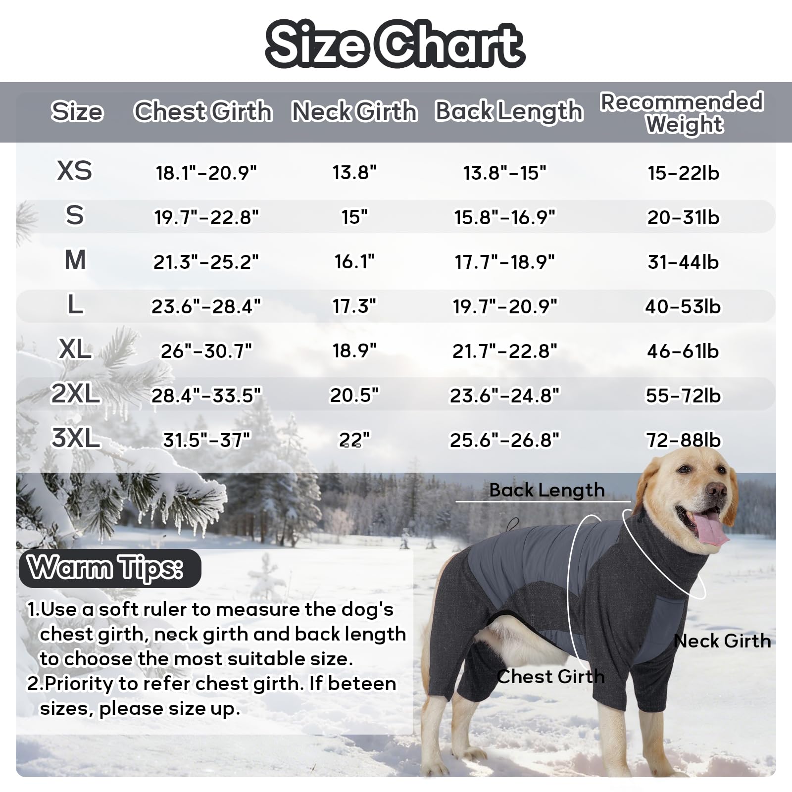 IDOMIK Abrigo para perro, abrigo de invierno impermeable para perro con agujero para arnés, chaquetas de cuello alto de cuatro patas para perros grandes, medianos y pequeños, pijama cálido para