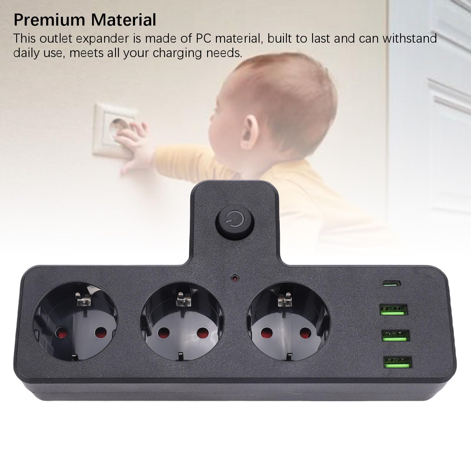Extlet Extender, 3 Punkty Sieciowe 3 Porty USB 1 Typ C Port Multi Funkcjonalny Pasek Zasilający z Przełącznikiem, do Domu w Pokoju Domowym RV RV