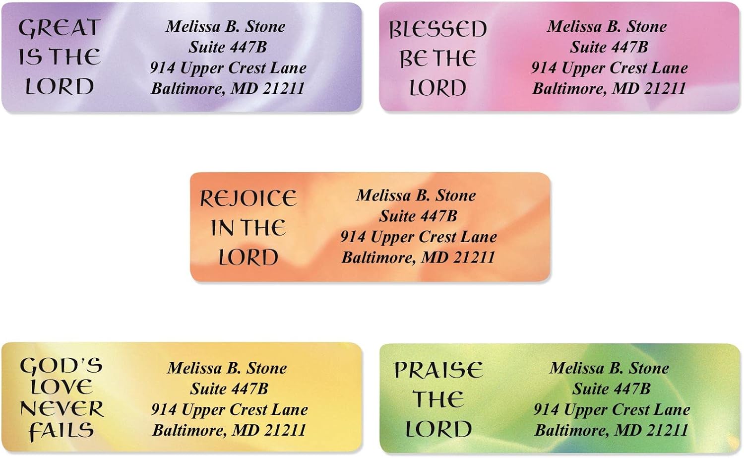 Pious Praises Assorted Designer Rolled Address Labels with Elegant Plastic Dispenser (Roll of 250)
