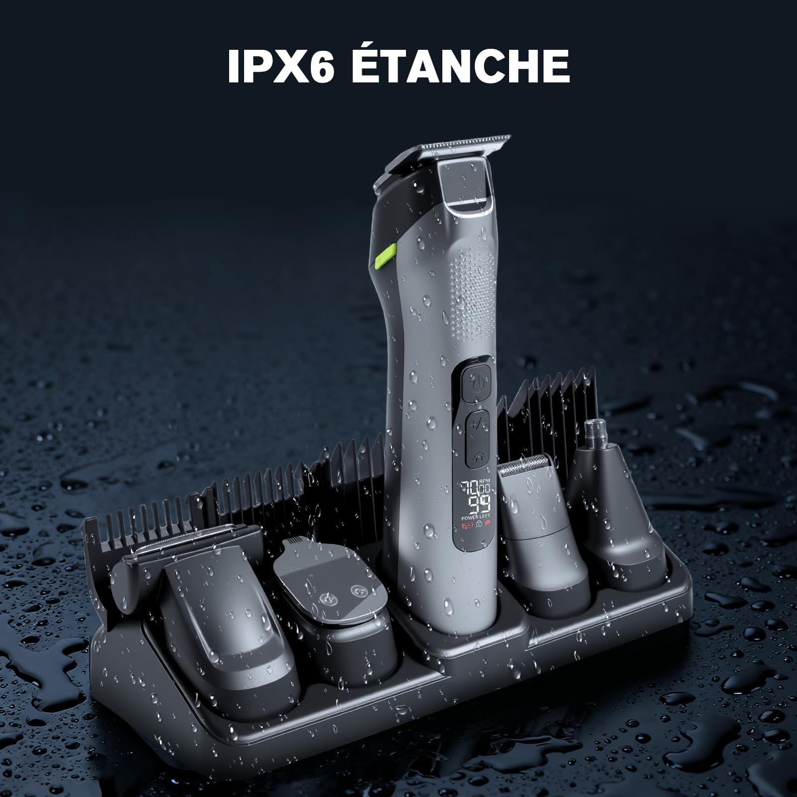Carehabi Tondeuse Cheveux et Barbe 5 en 1 pour Hommes - Tondeuse Nasale Sans Fil, Multifonction pour Visage, Tête et Corps, Étanche IPX7, Kit de Grooming Homme (Cadeau pour Hommes)