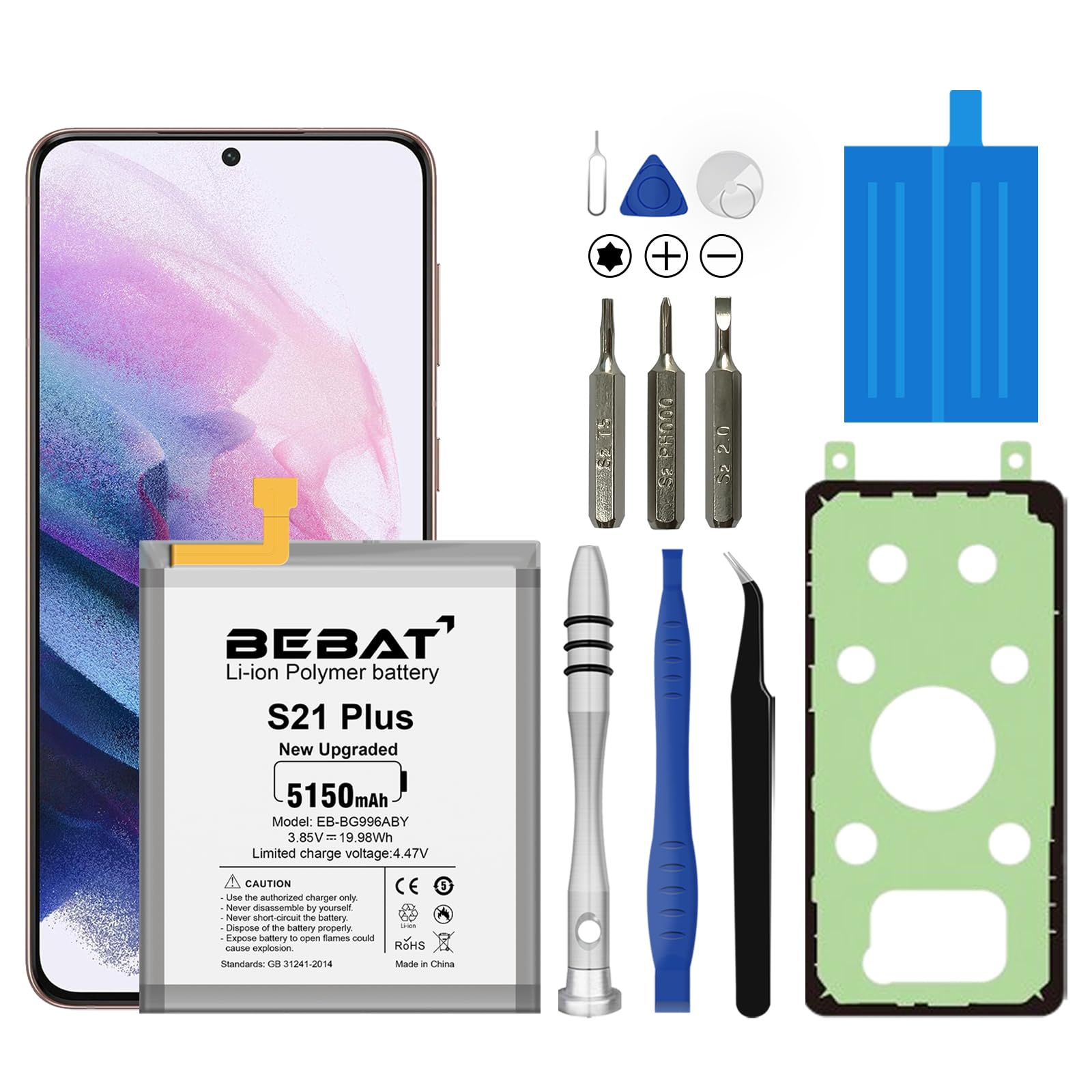 Replacement Battery for Samsung Galaxy S21 Plus,5150mAh High Capacity Battery for Samsung Galaxy S21+ 5G SM-G996 with Tool Kits,EB-BG996ABY