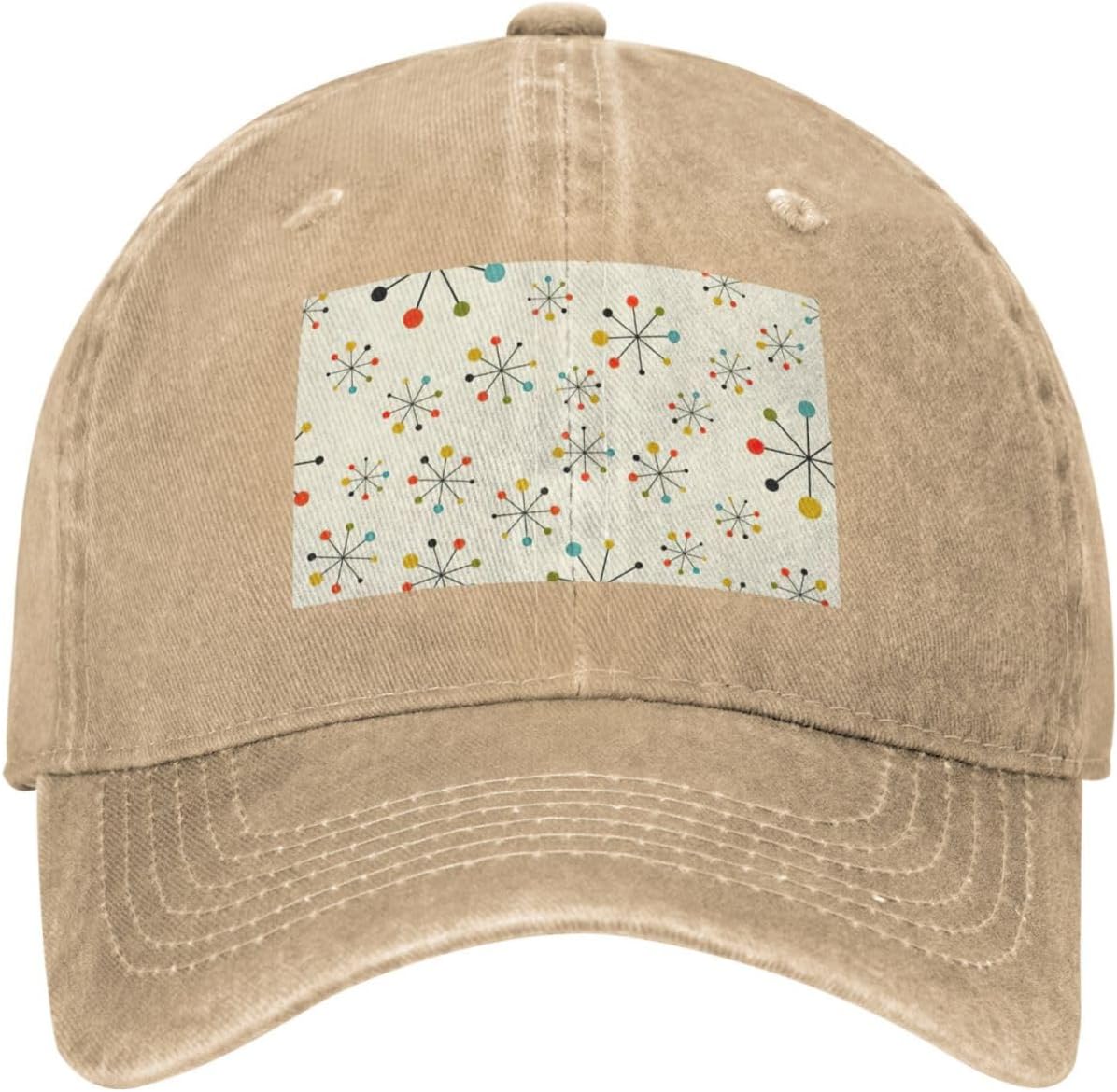 Retro Modern Print Cowboy Hat Personalized Baseball Cap Fashion Hat Cap Funny Gifts for Women Men Natural