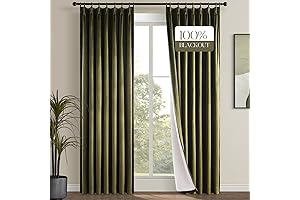 Pinch Pleated Dark Green Curtains