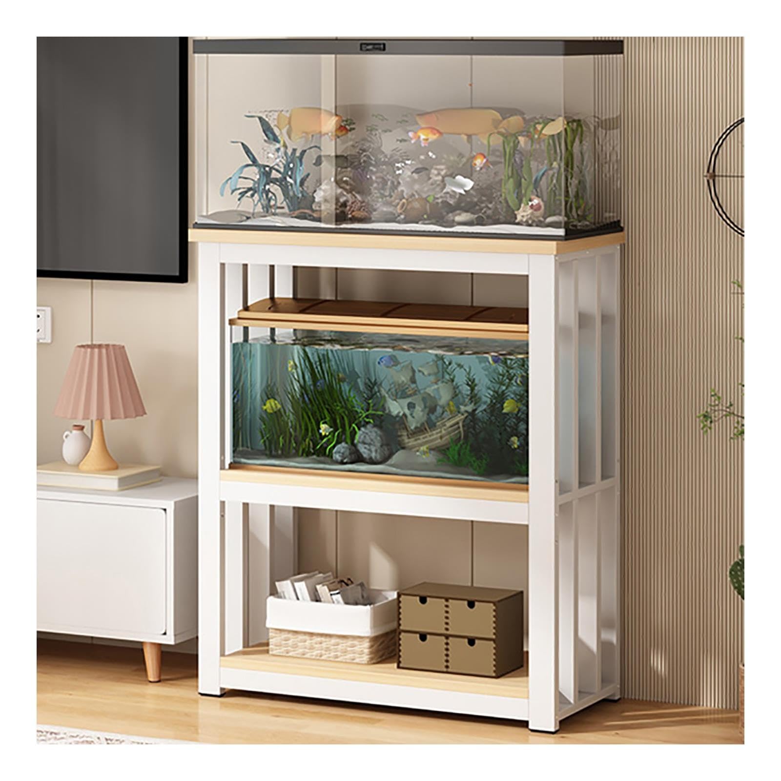 Mobile per Acquario, Acquario con Mobile, Supporto per Acquario | Finitura Effetto Legno, Ripiano Centrale Regolabile, Capacità di Carico 300 kg(White C,100x40x100cm/39x16x28in)