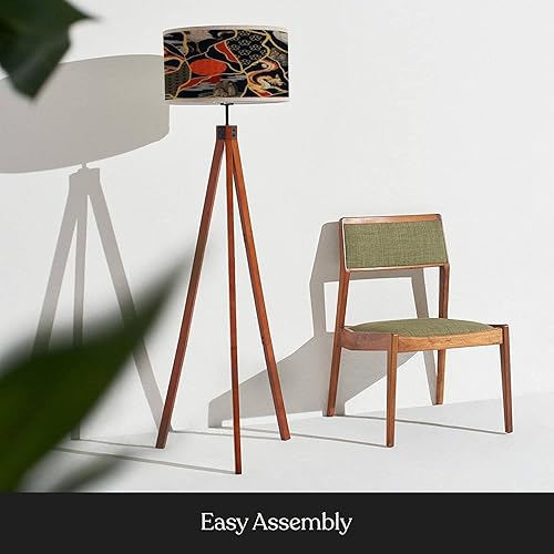 Miniatura 5 de WEFHFGK Lámpara de pie sin costuras, estilo dragones, oriental, moderno, moderno, con estampado de dragones, patas de madera maciza, lámpara de pie