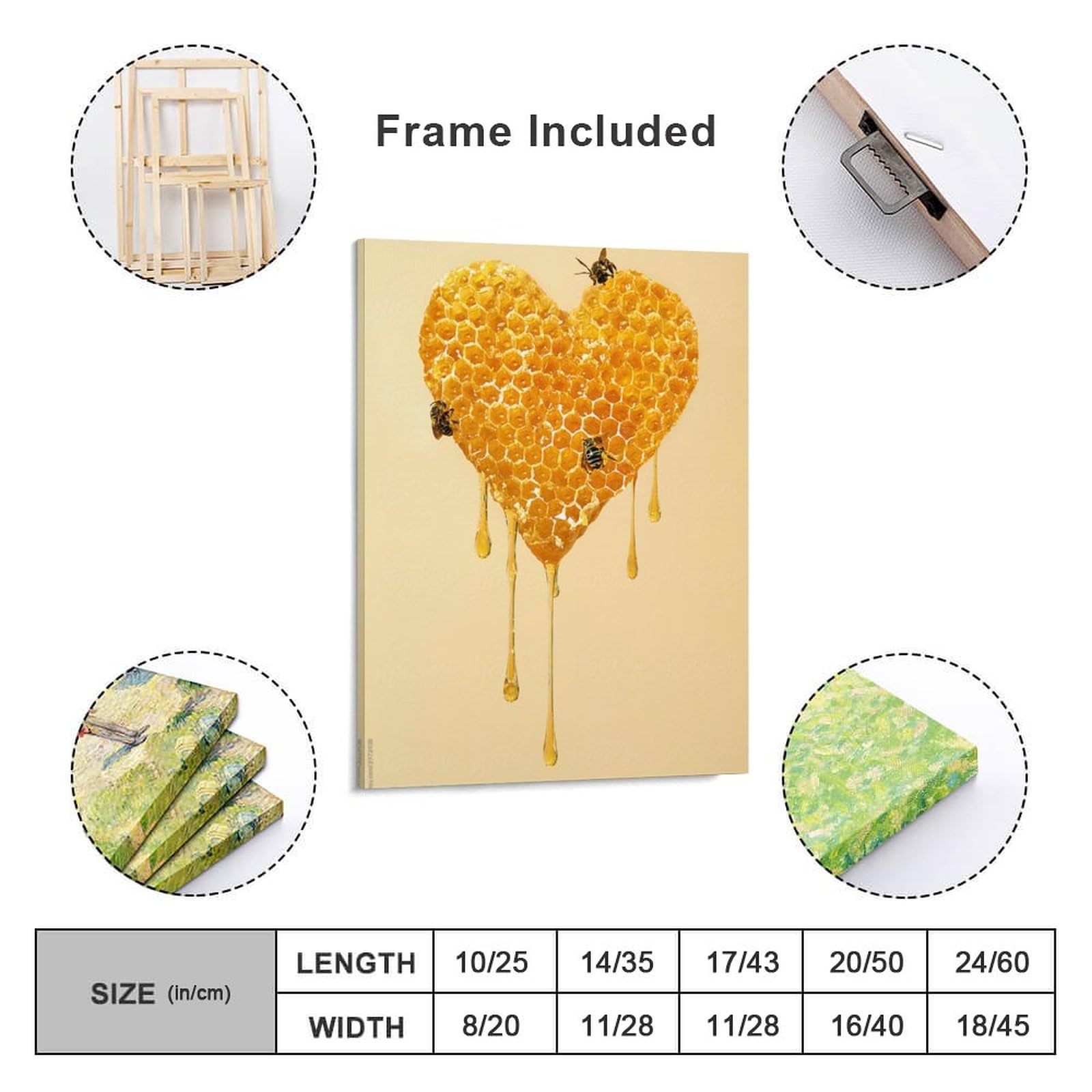 Amazon.co.jp: 絵画 ハート型のハニカムインテリア 絵画 はちみつ