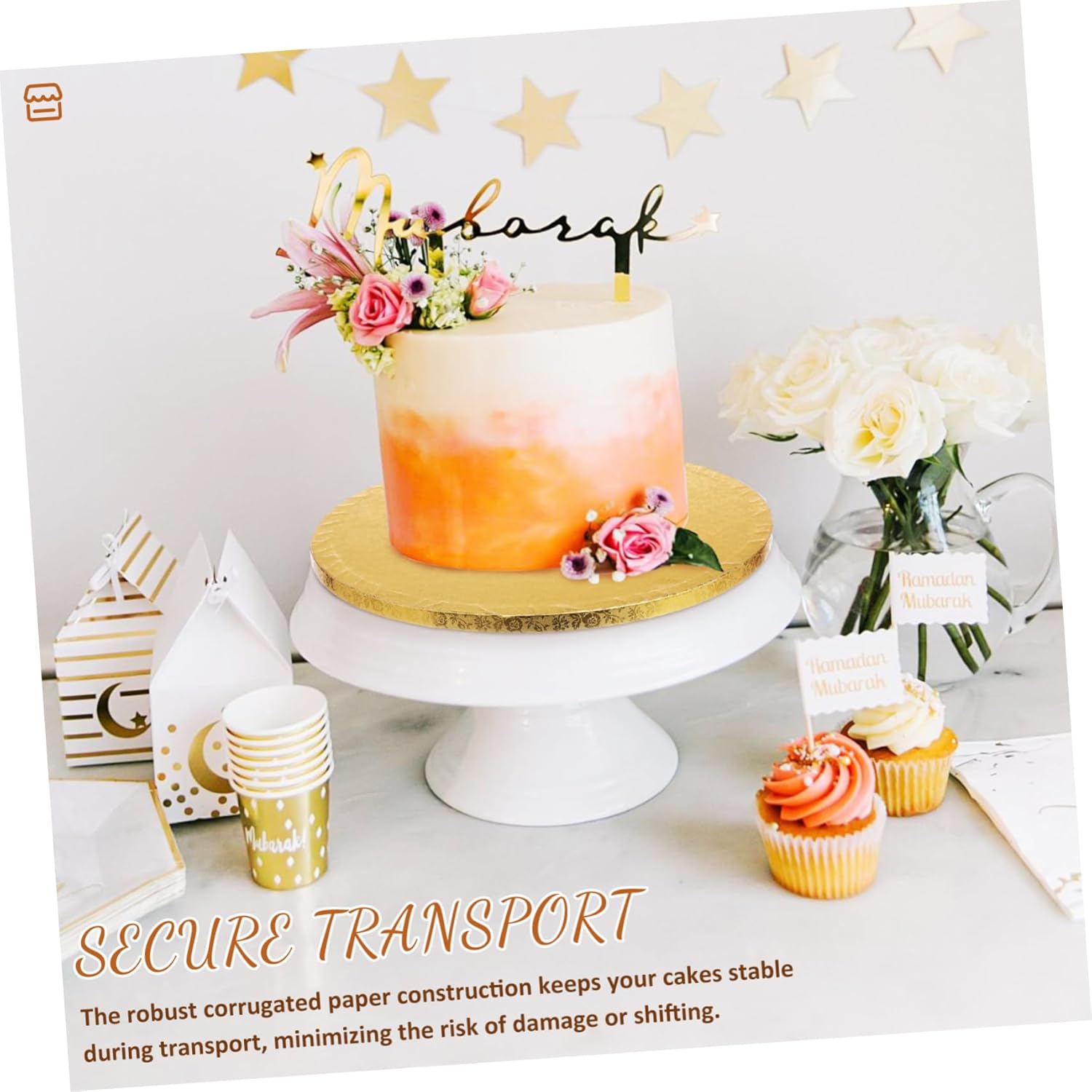 STOBAZA 10pcs Cake Base Trays Decorative Patterns for Wedding and Birthday Cake Display Bases