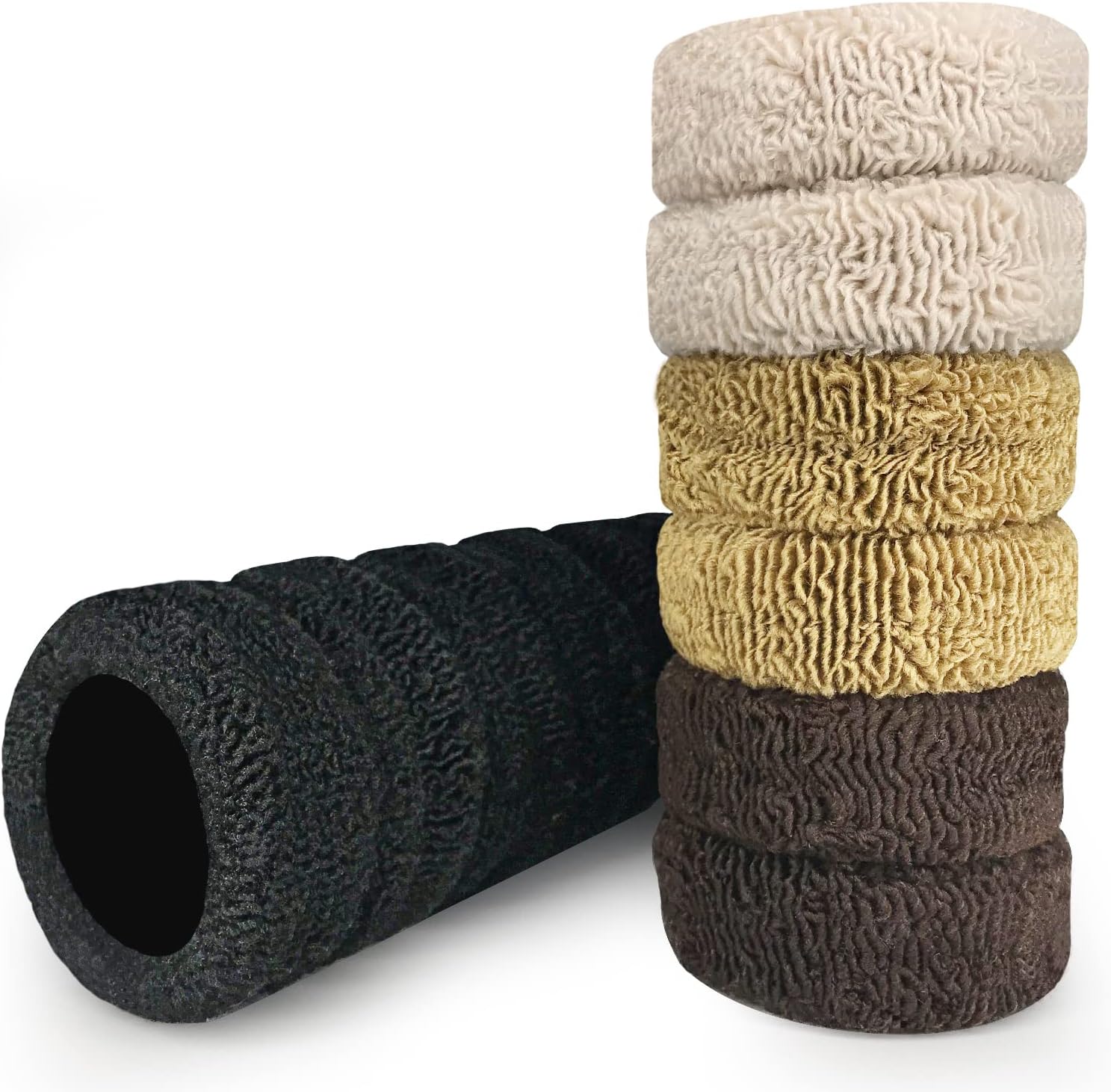 MARY LAVENDER Large Stretch Seamless Terry Cloth Hair Ponies Elastics Ponytail Holders Knit Hair Scrunchies for Thick Hair, Hair Accessories for Women, Girls, Kids - 12 Pcs