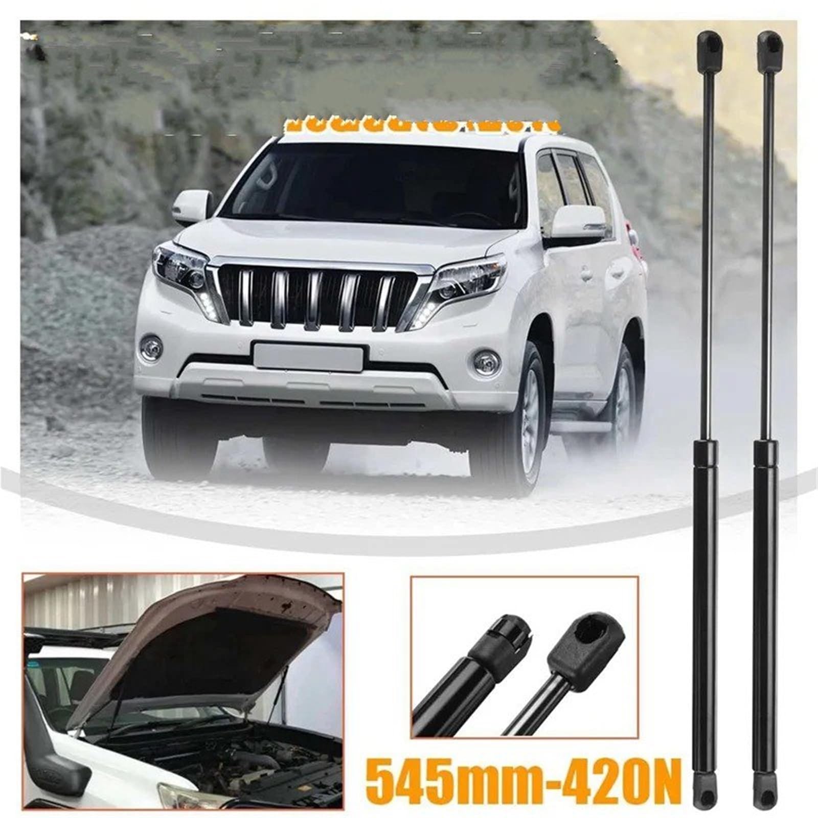 Amortiguador capó para Toyota para Land para Cruiser Prado 150 Series 2010 2011 2012 2013-2017 2 Piezas Capó Coche Acero Puntales Soporte Resorte Gas Eje 545Mm-420N Resorte Gas Capó Motor