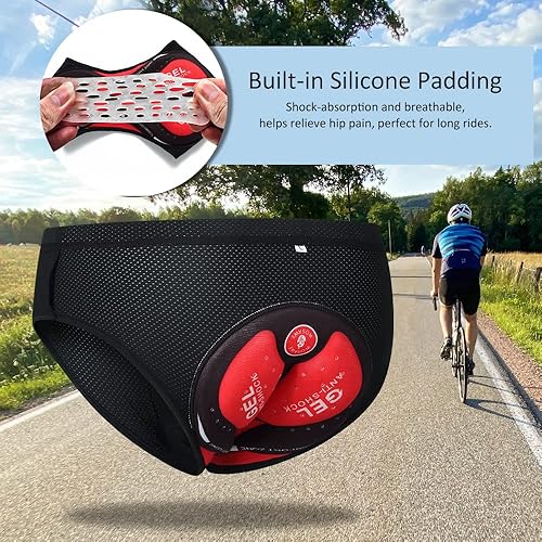 Miniatura 3 de ERYUE Ropa interior de bicicleta, ropa interior de bicicleta para hombre, calzoncillos acolchados para bicicleta, ropa interior de ciclismo, Negro -