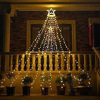 Vista 6 de Decoraciones Navideñas para Exteriores Luces de Cadena de Estrellas, 317 LED 11.5 pies Luces de Cascada para Árbol con 8 Modos de Iluminación
