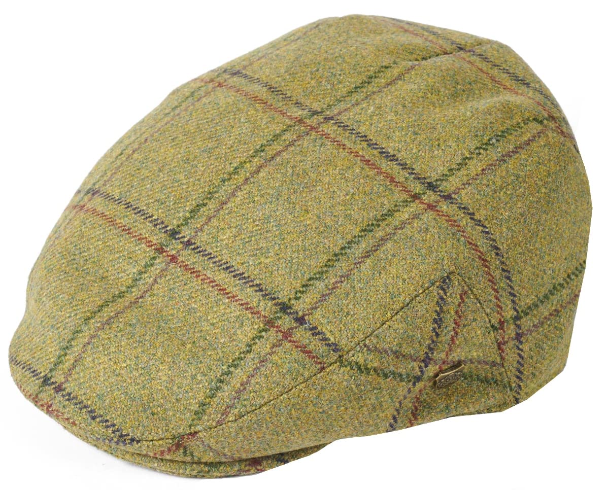 Failsworth Millinery Gamekeeper Wool Flat Cap in Pattern 808 - Beige, Size: Medium (57cm)