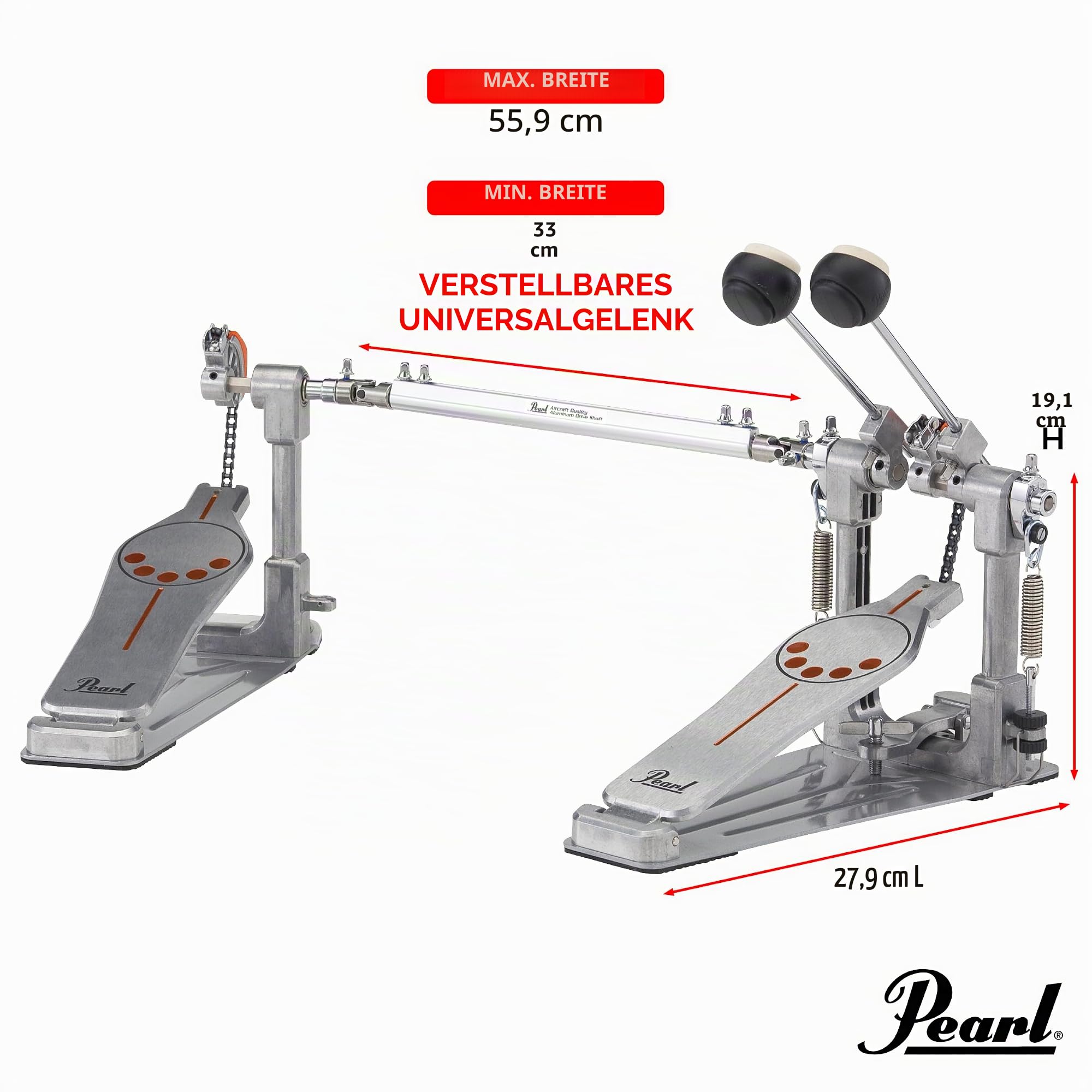 PEARL P-932 Bass Drum Doppel Pedal