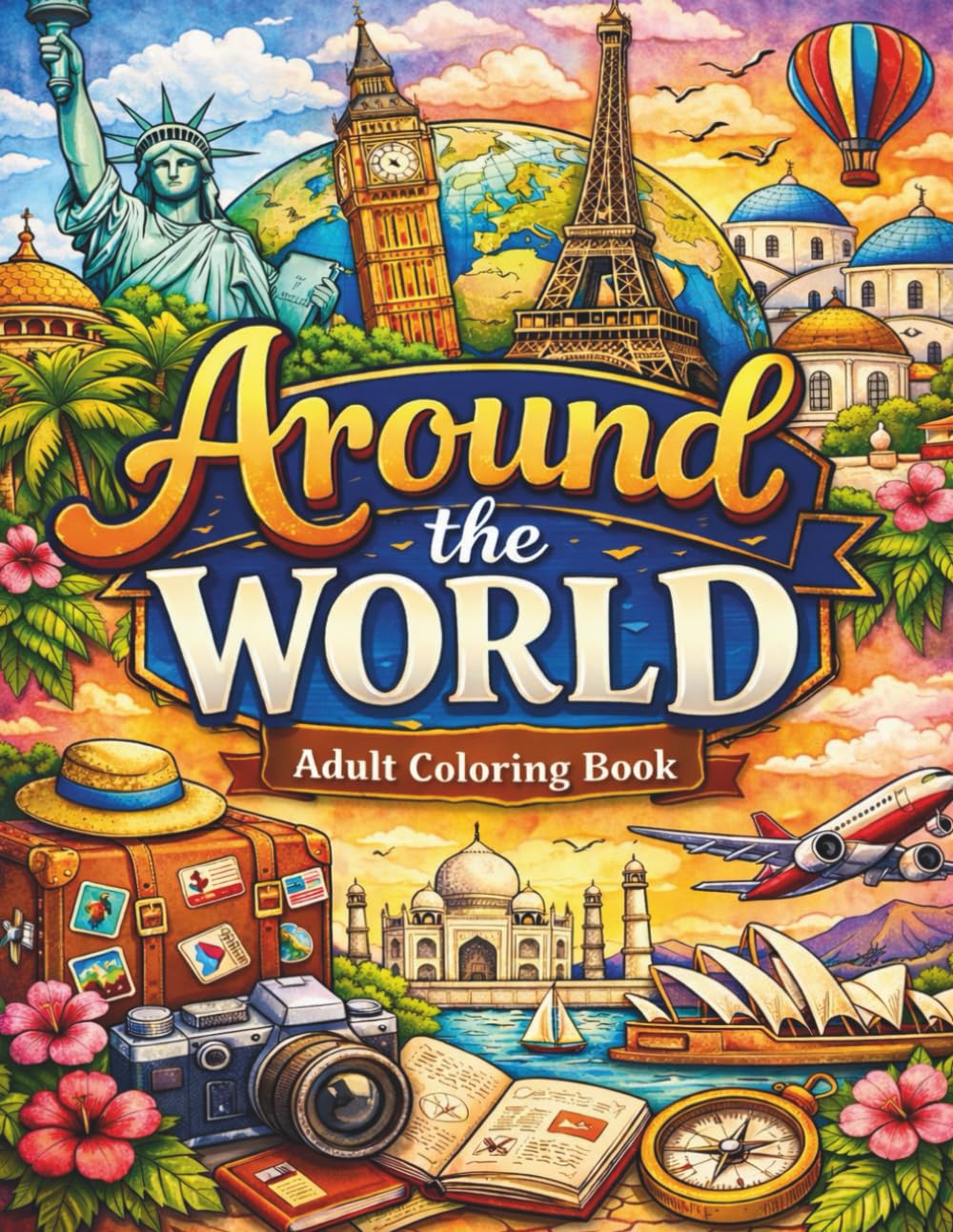 Around The World: Adult's Coloring Book