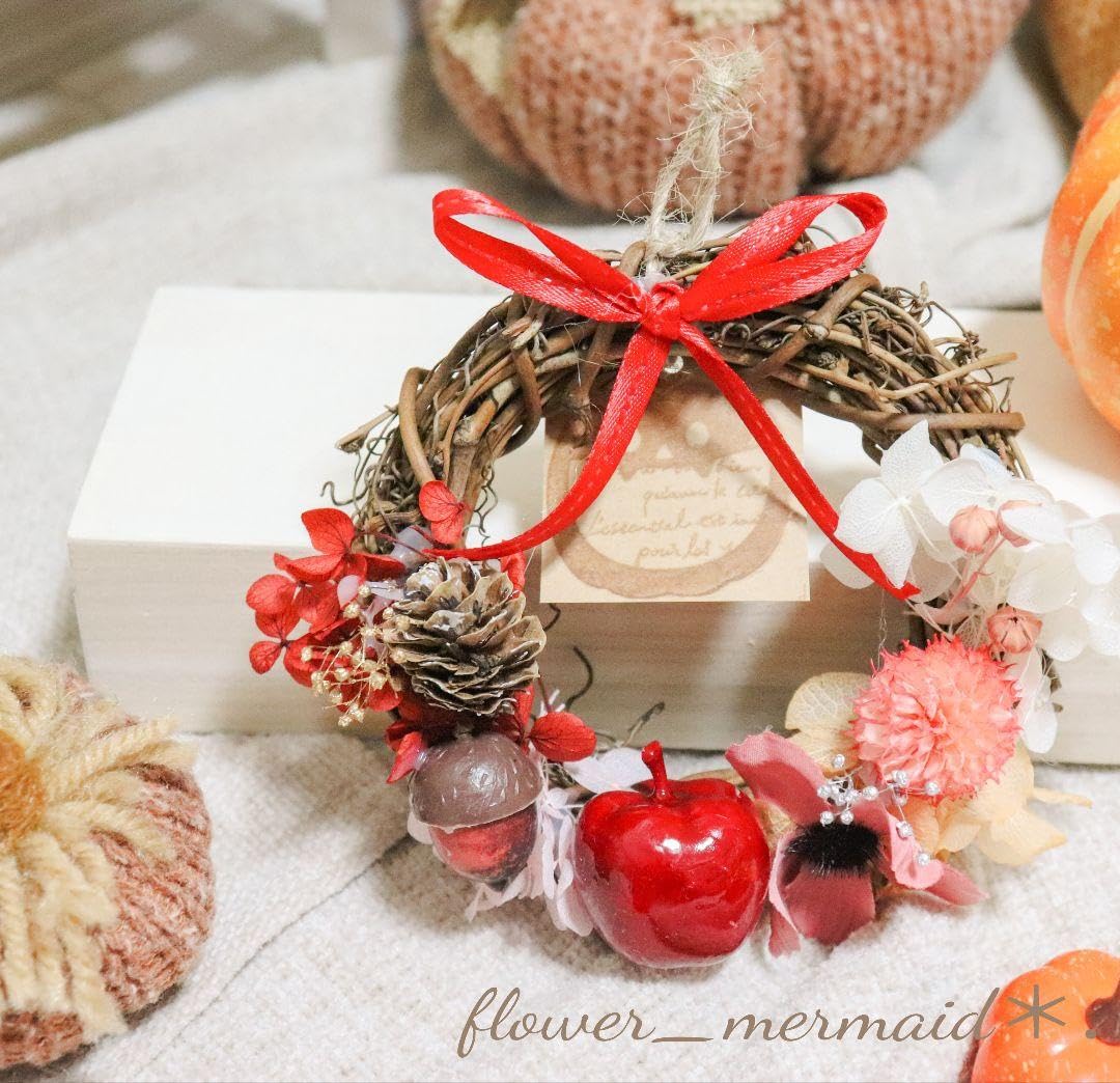 Amazon｜在庫処分 りんごミニリース プリザーブドフラワー ドライ