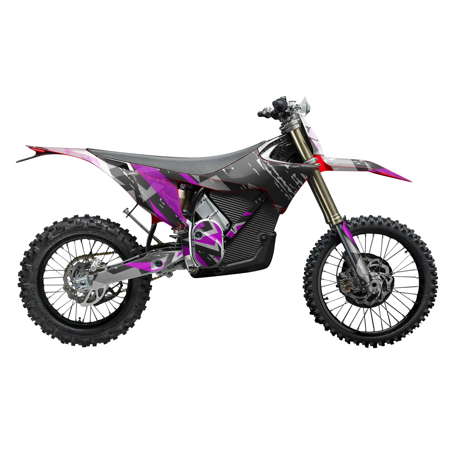 Stark Varg MX 2023-2025 Graphics Kit Wrap - Grunge Star Magenta - Varg MX Skin - Premium 3M Vinyl Protective Wrap Decal Cover - Easy to Apply | Crafted in The USA by MightySkins