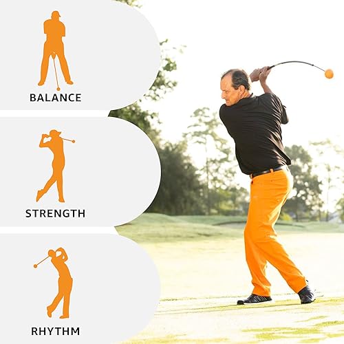 Vista 5 de Orange Whip Entrenador de swing de golf patentado y fabricado en Estados Unidos para mejorar el ritmo, la flexibilidad, el equilibrio, el tempo