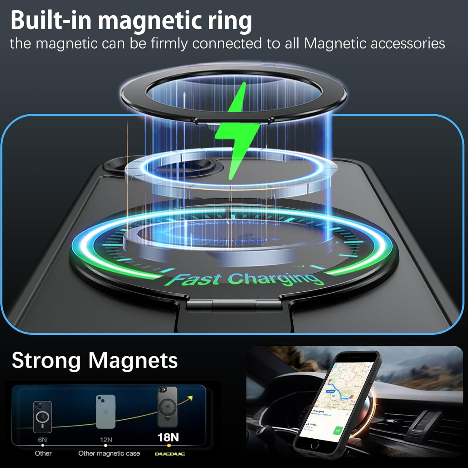 DUEDUE for iPhone SE 2022 Case Magnetic, iPhone SE 2020 Cover, iPhone 7/8 Case with Stand[Compatible with Magsafe], Translucent Matte Cover Kickstand Phone Cases for iPhone SE/8/7, Black - Image 3