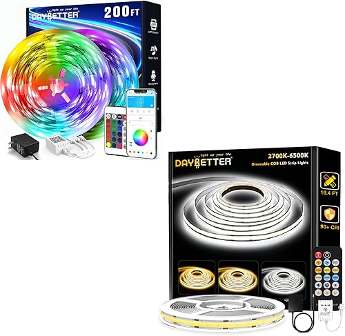 DAYBETTER Tira de luces LED COB blancas sintonizables y luces de tira LED de 200 pies DAYBETTER Tira de luces LED COB blancas sintonizables y luces de tira LED de 200 pies