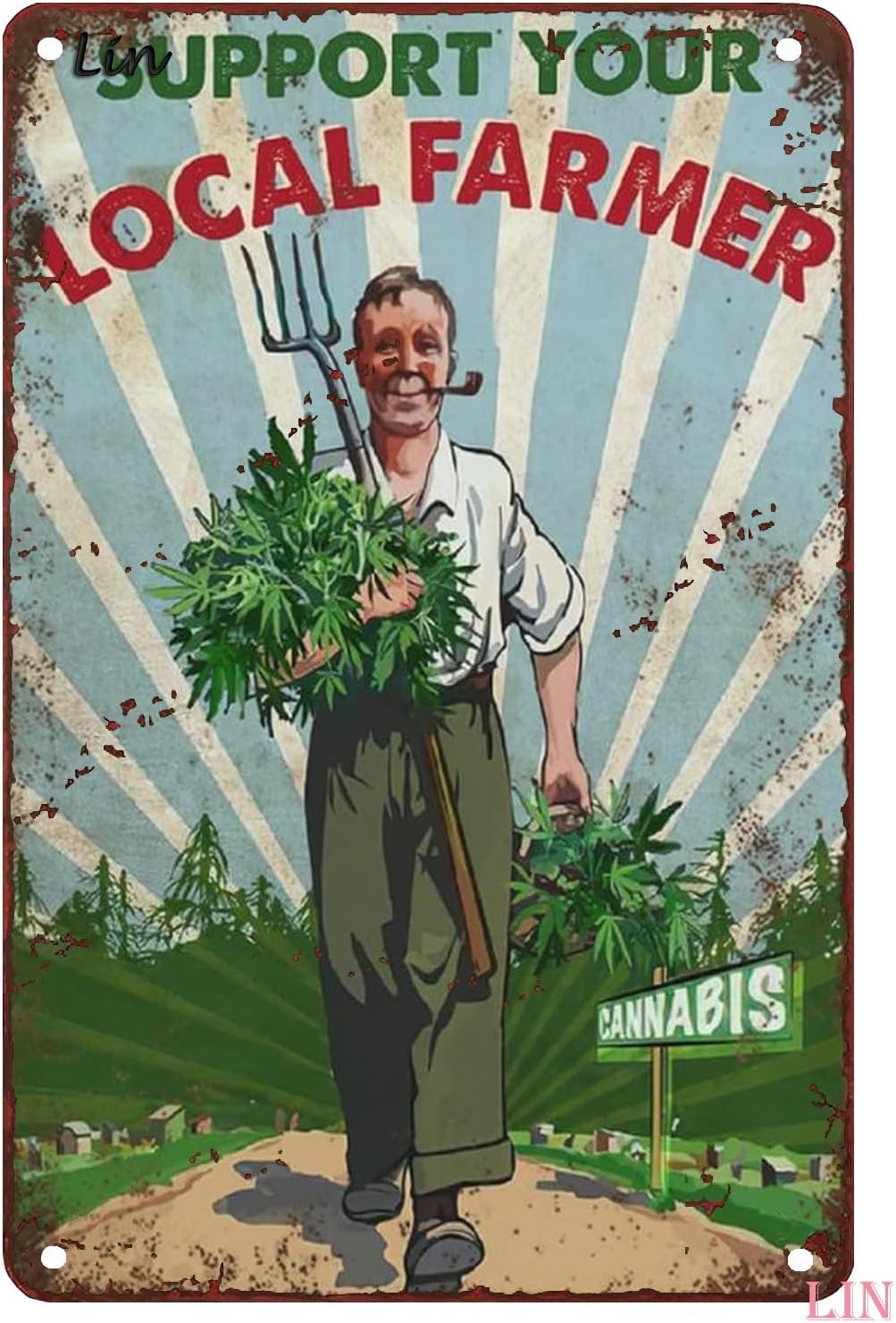 Kwqdozf F2 8X12 Inchandtin Vintage Signs Weed Support Your Local Farmer Weed