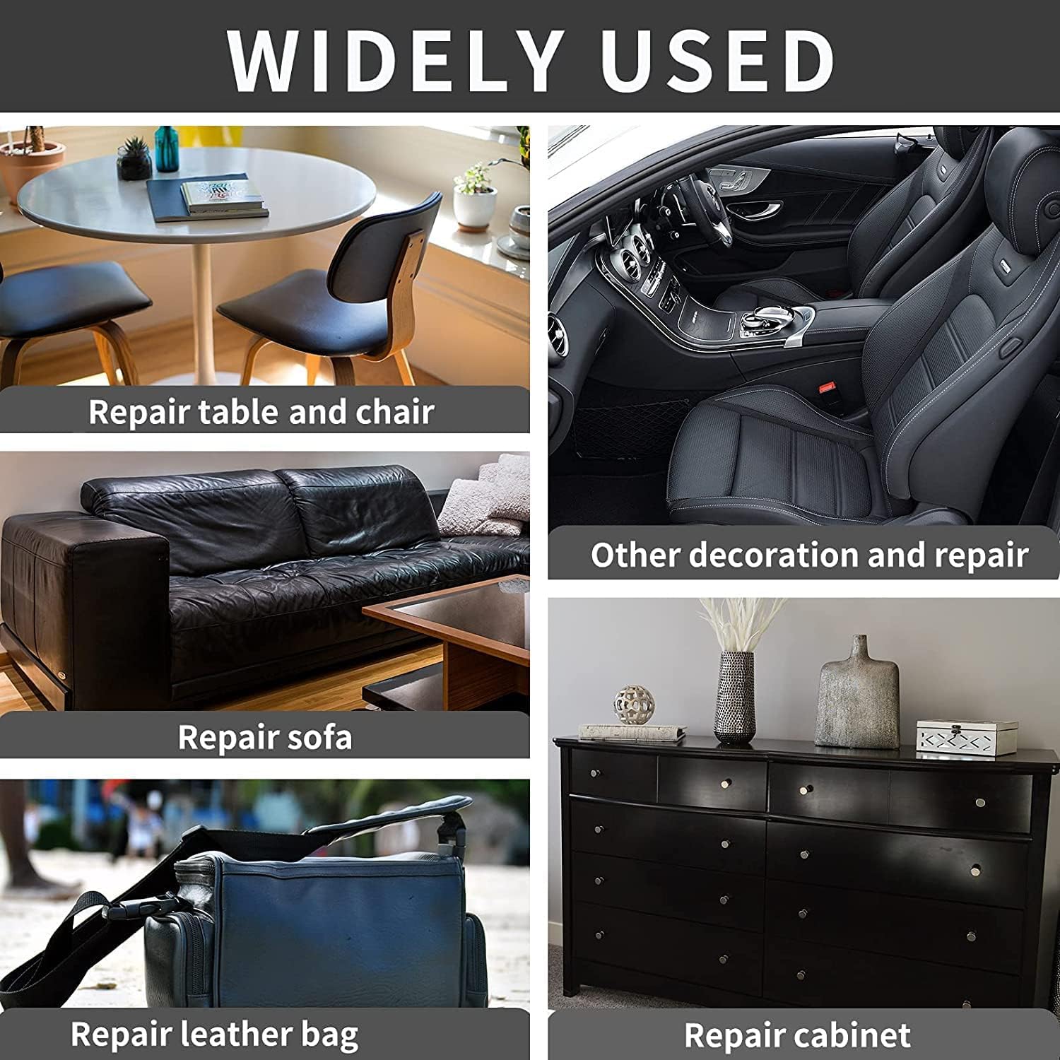 Parche de reparación de cuero, 17 x 79 pulgadas, cinta de vinilo grande para sofás, muebles, asientos de coche, armarios, paredes, bolsos (negro, 17 x 79 pulgadas)