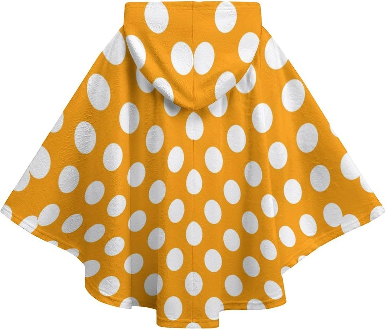 Orange Polka Dot Wearable Blanket with Hooded Flannel Blankets Cape with Pocket