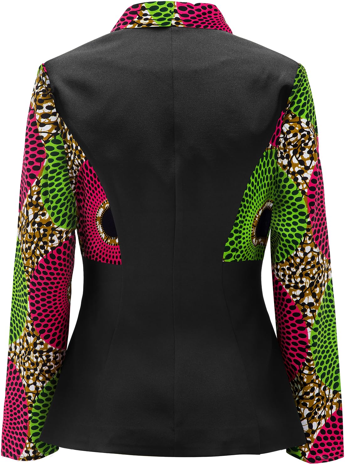 SHENBOLEN Damen-Mantel mit afrikanischem Druck, gekerbtes Revers, Tasche, Blazer
