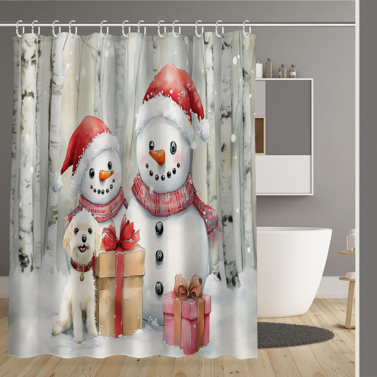 Rideau douche 180x180 tissu lavable imperméable avec 12 crochets de bain