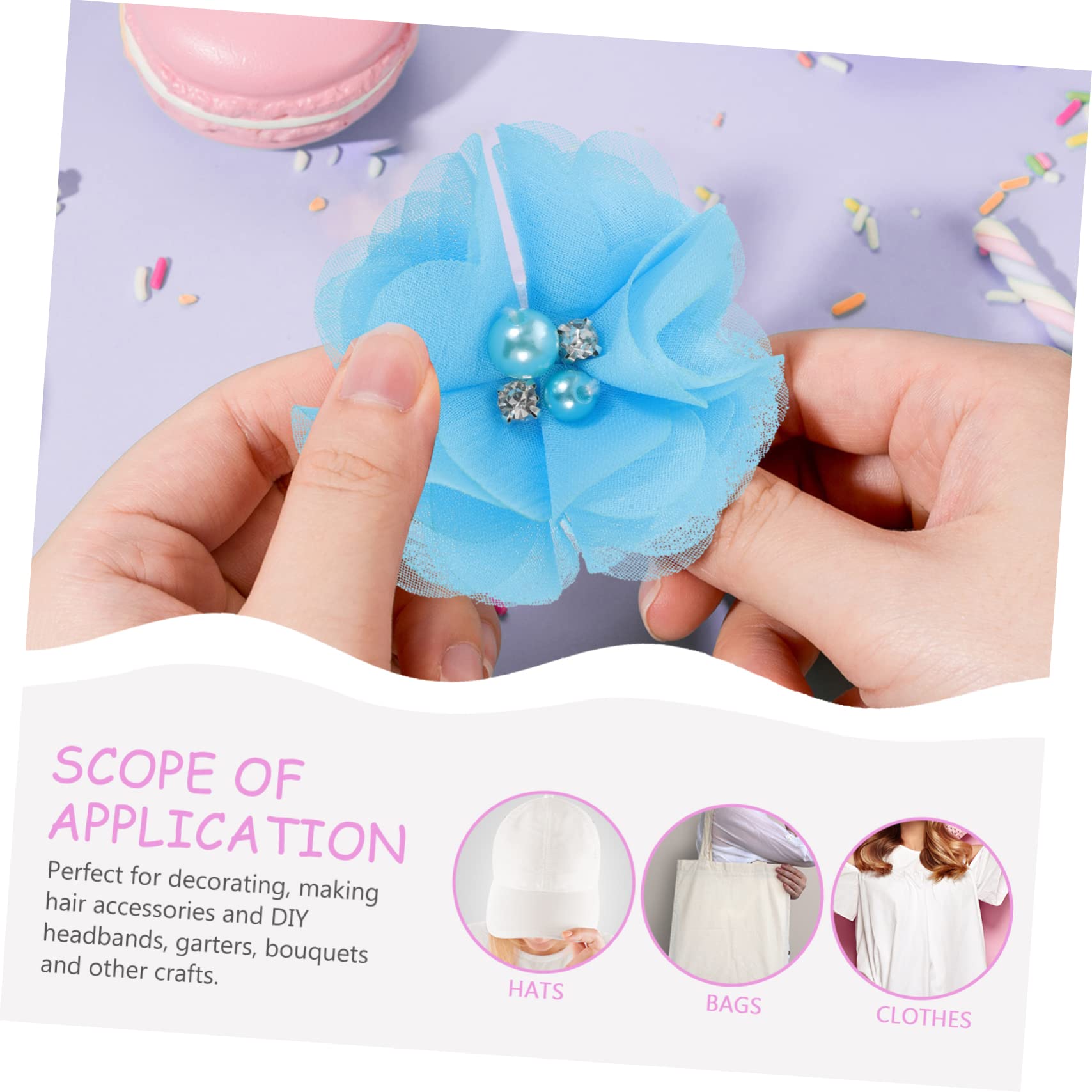 Operitacx 90stücke Chiffon Blumen Mit Strass Und Perlen Für Bastelarbeiten Haarschmuck Dekoration Hochzeiten Und Kleidung Zartes Design