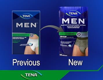TENA Men Super Plus Protective Underwear, Incontinence, Disposable, Heavy Absorbency, Small/Medium, 16 Count